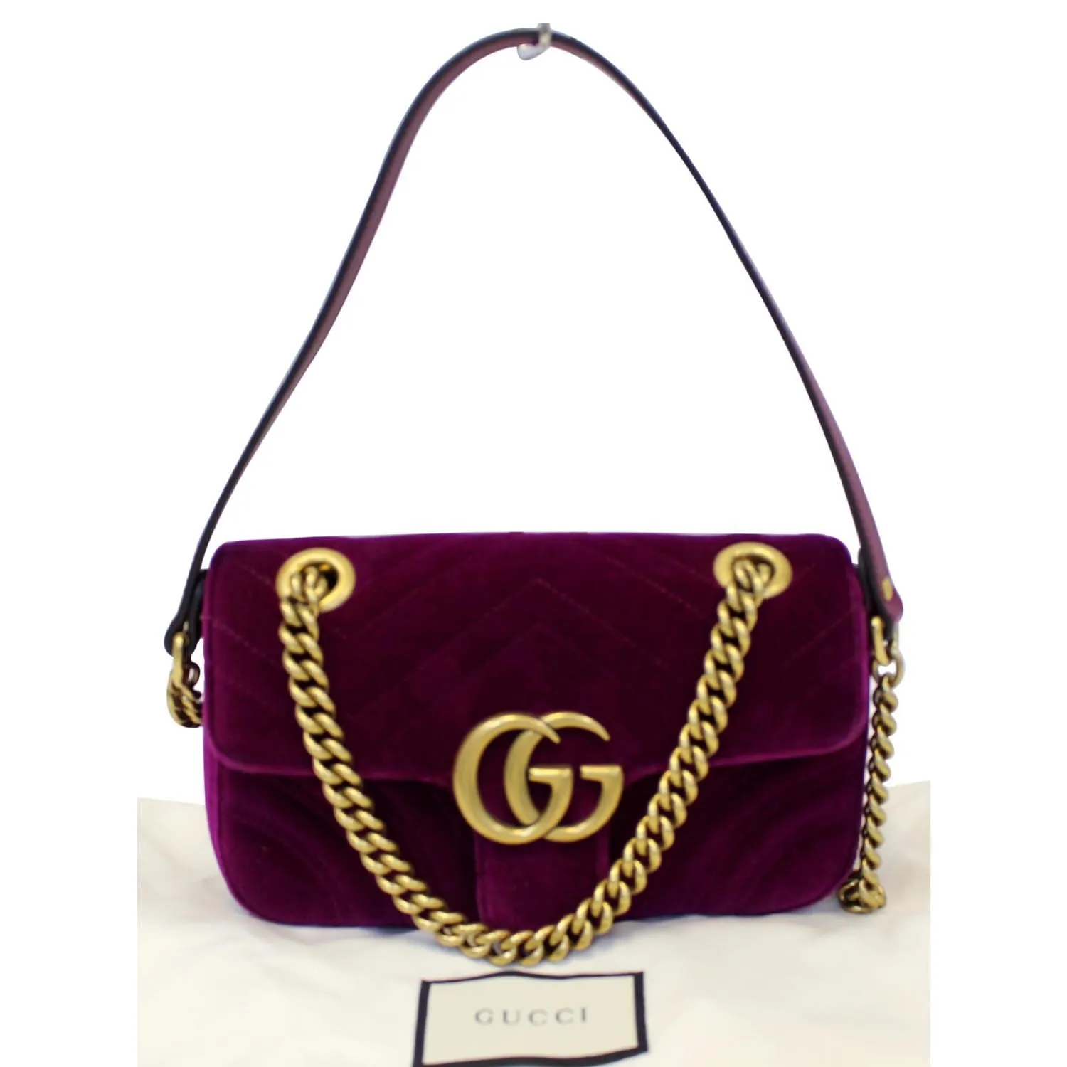 GUCCI GG Marmont Velvet Mini Shoulder Crossbody Bag Purple