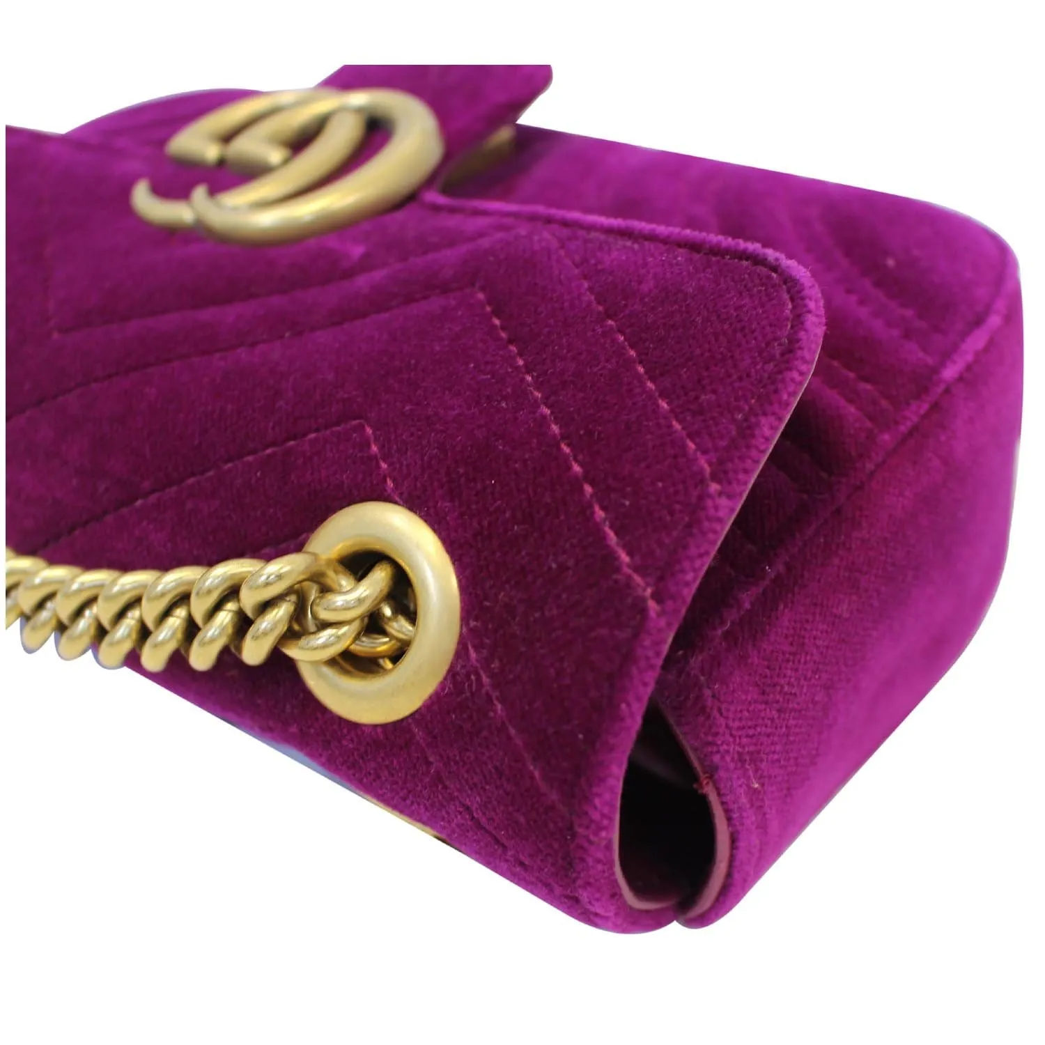 GUCCI GG Marmont Velvet Mini Shoulder Crossbody Bag Purple