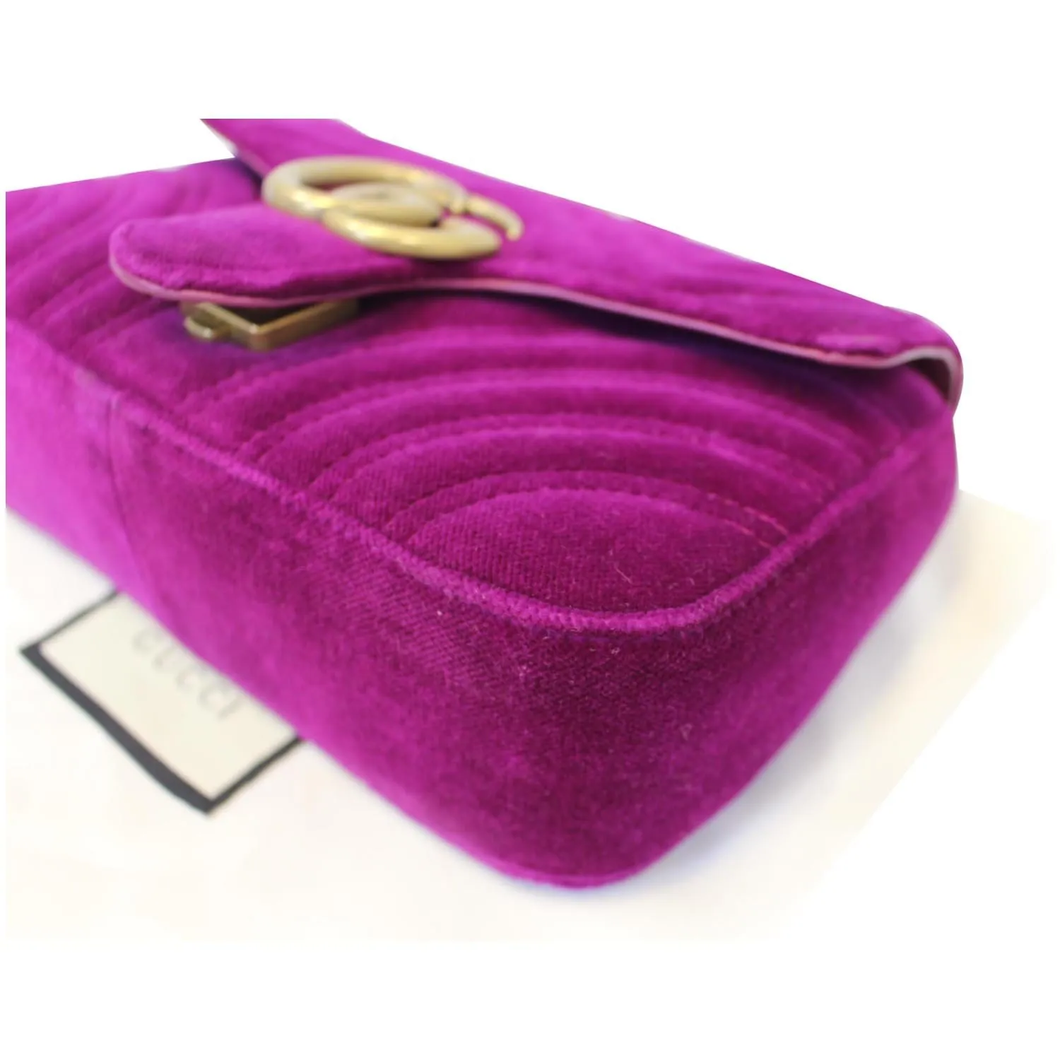 GUCCI GG Marmont Velvet Mini Shoulder Crossbody Bag Purple