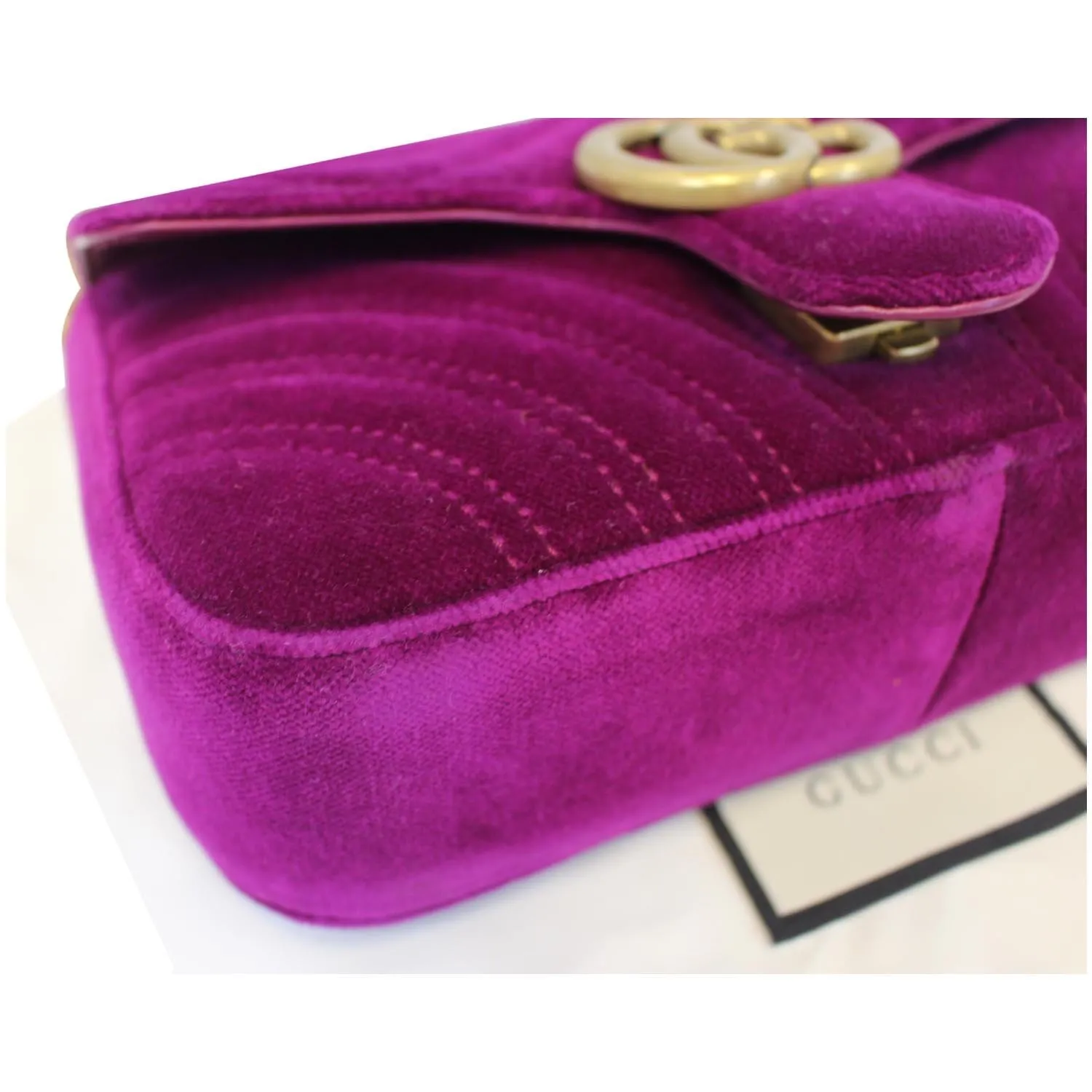 GUCCI GG Marmont Velvet Mini Shoulder Crossbody Bag Purple