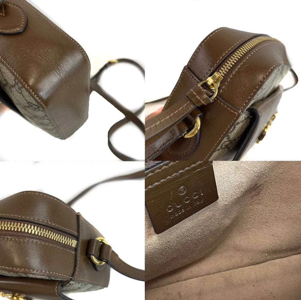 Gucci GG Supreme Horsebit 1955 Crossbody Shoulder Bag Brown Beige