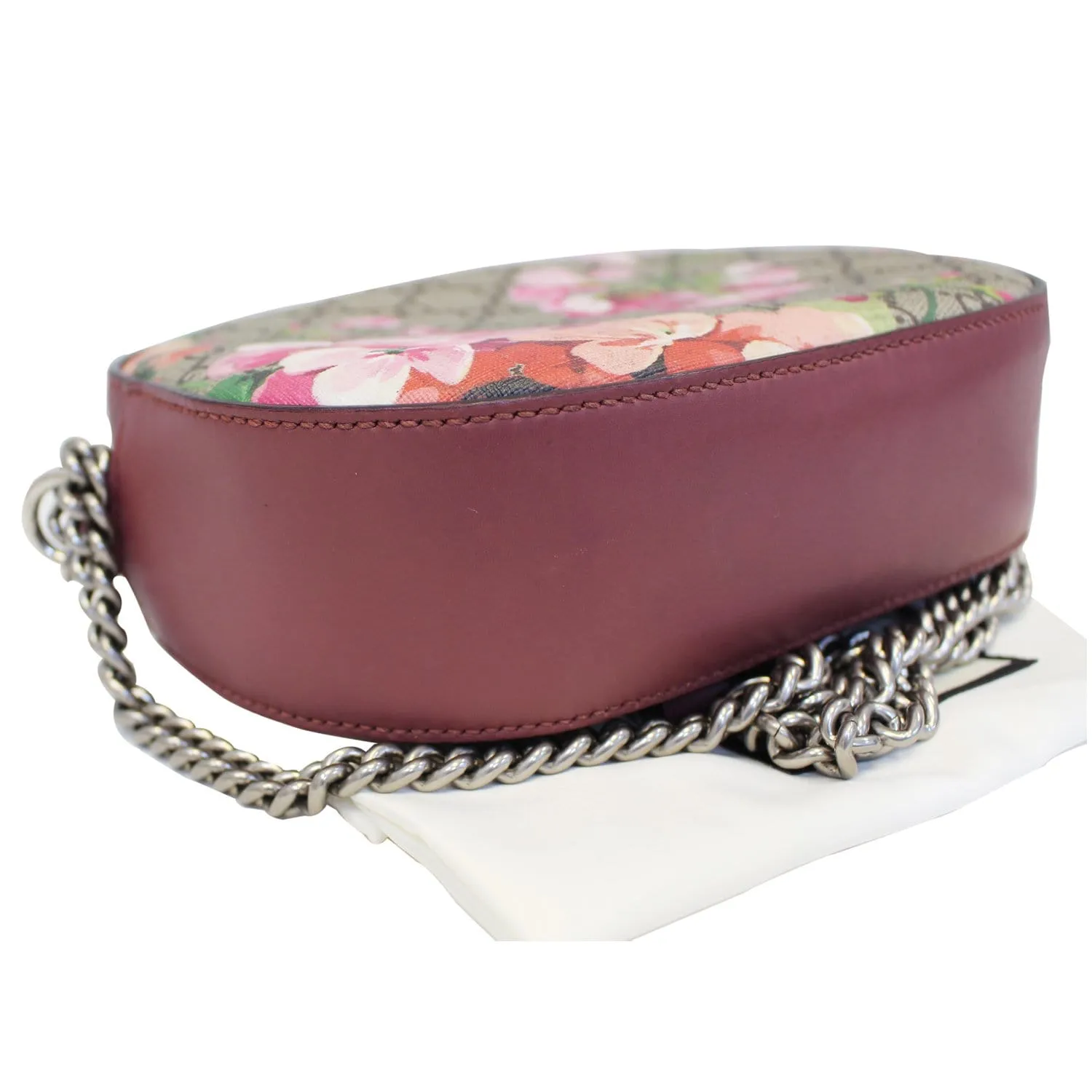 GUCCI GG Supreme Monogram Blooms Print Mini Chain Crossbody Bag Beige