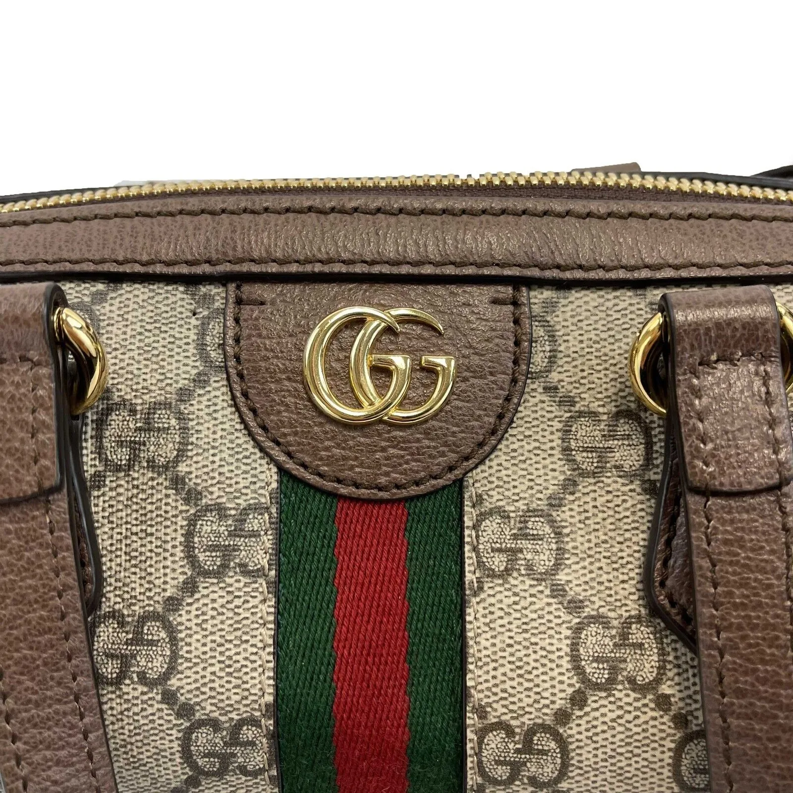 Gucci GG Supreme Monogram Web Small Ophidia Boston Bag - Top Handle / Crossbody