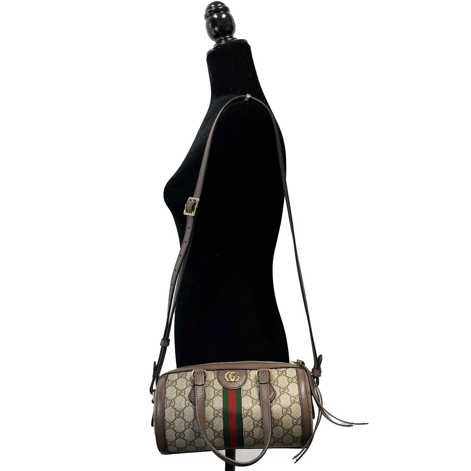 Gucci GG Supreme Monogram Web Small Ophidia Boston Bag - Top Handle / Crossbody