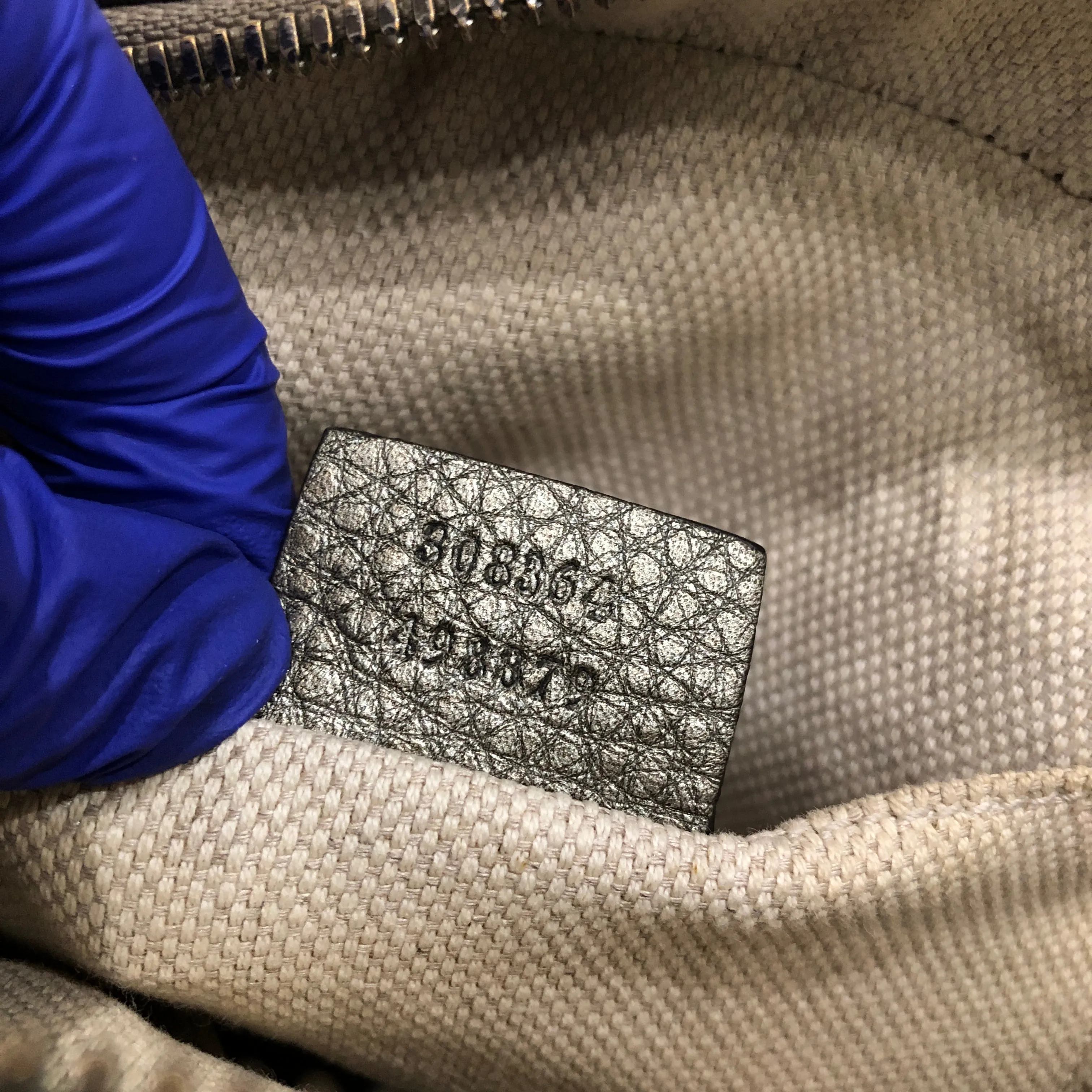Gucci Grey Leather GG Soho Crossbody Bag Sku# 82801