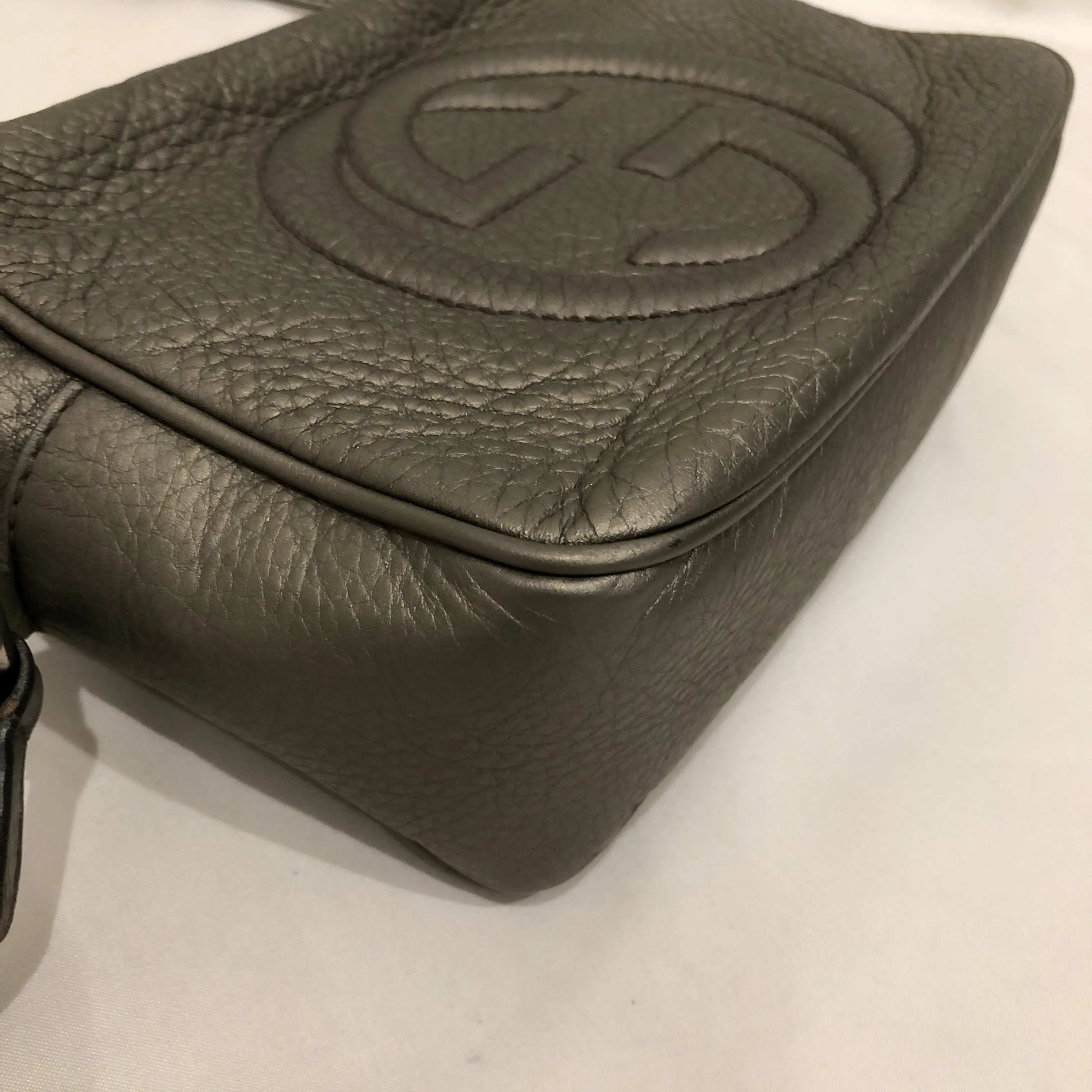 Gucci Grey Leather GG Soho Crossbody Bag Sku# 82801