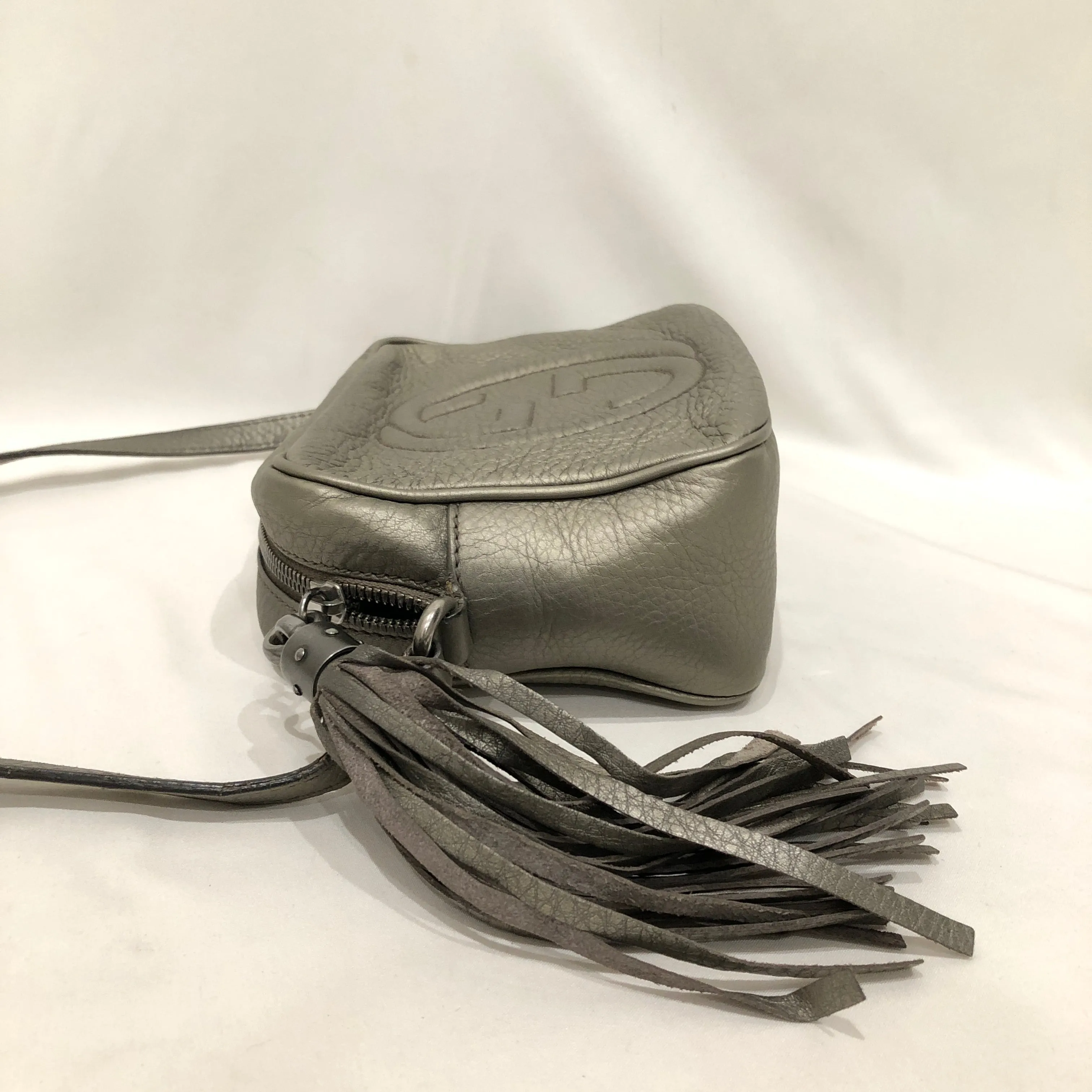 Gucci Grey Leather GG Soho Crossbody Bag Sku# 82801