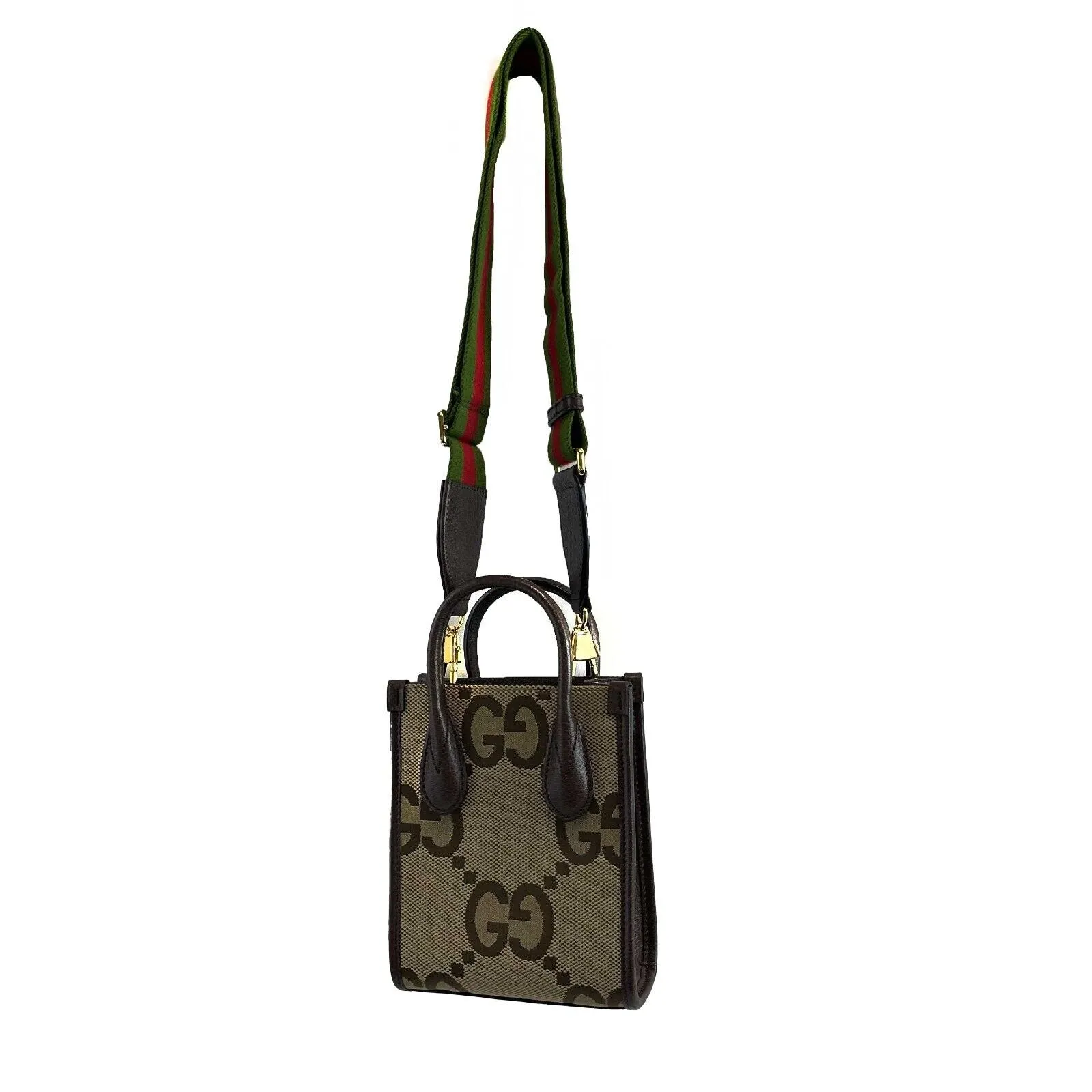 Gucci Jumbo GG Mini Vertical Tote Crossbody Handbag Beige Brown
