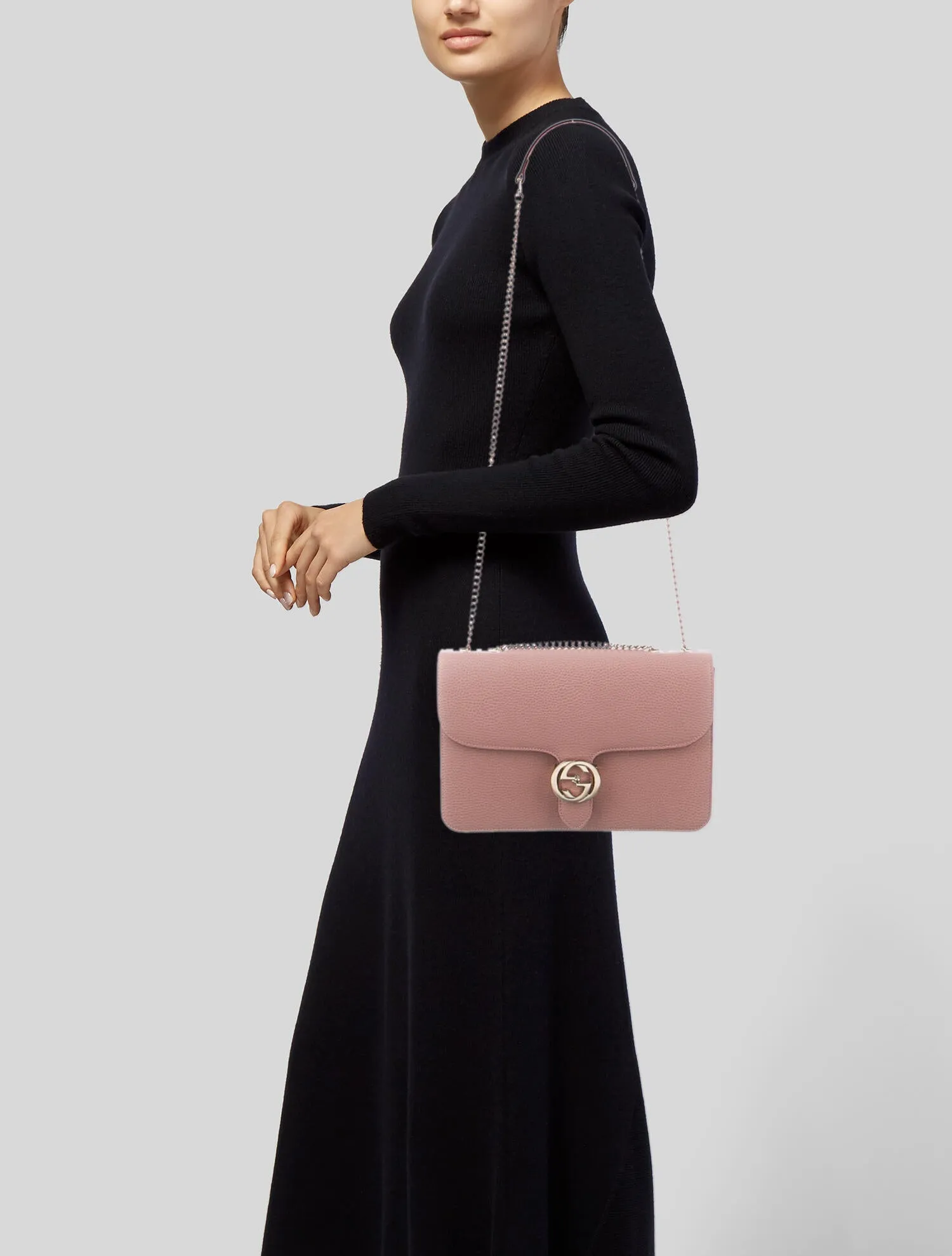 Gucci Medium Interlocking GG Crossbody Bag in Soft Pink