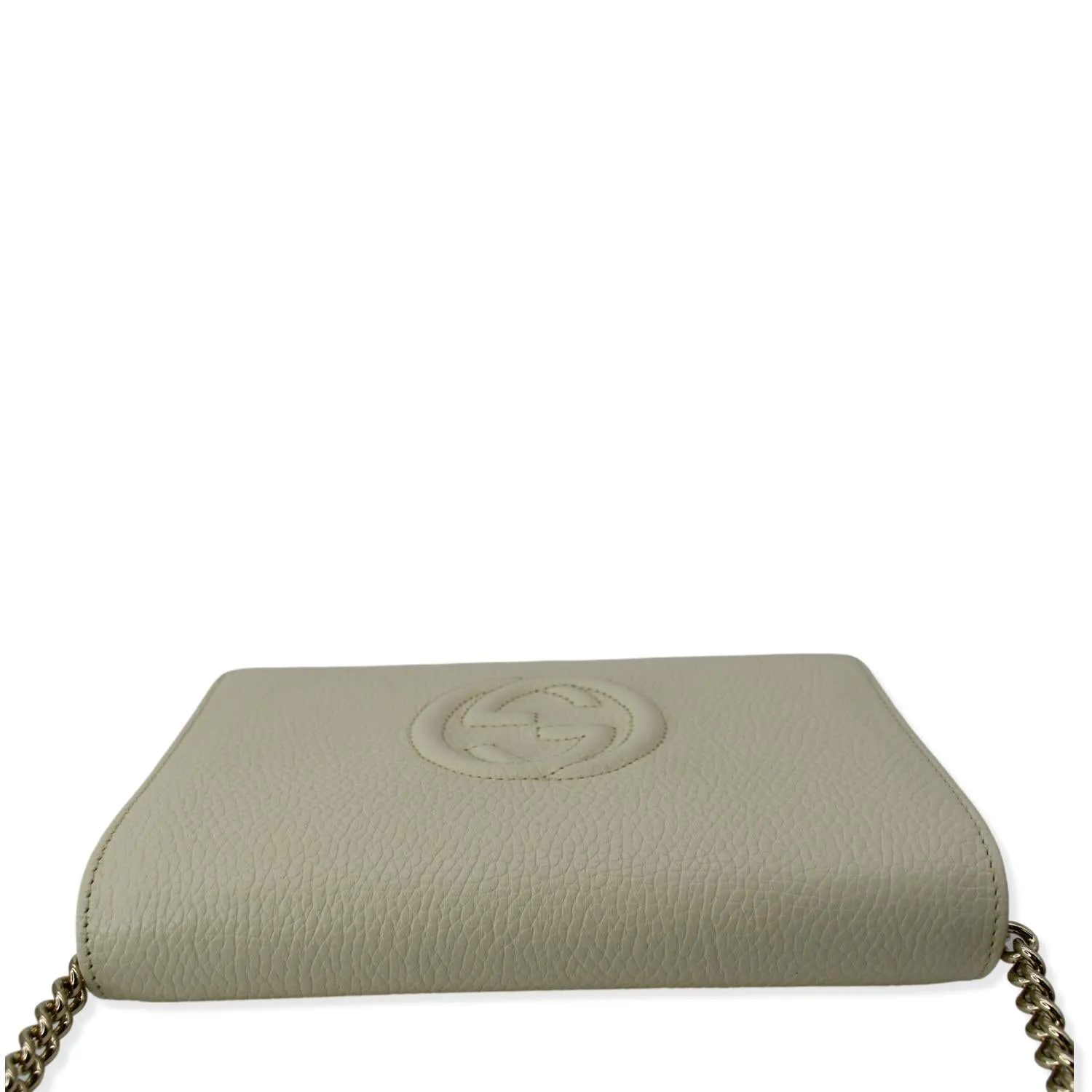 GUCCI Mini Soho Leather Wallet On Chain Crossbody Bag Ivory 598211