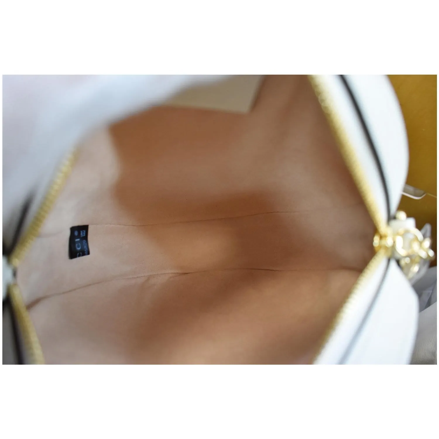 GUCCI Ophidia Mini GG Round Web Leather Crossbody Bag White 550618
