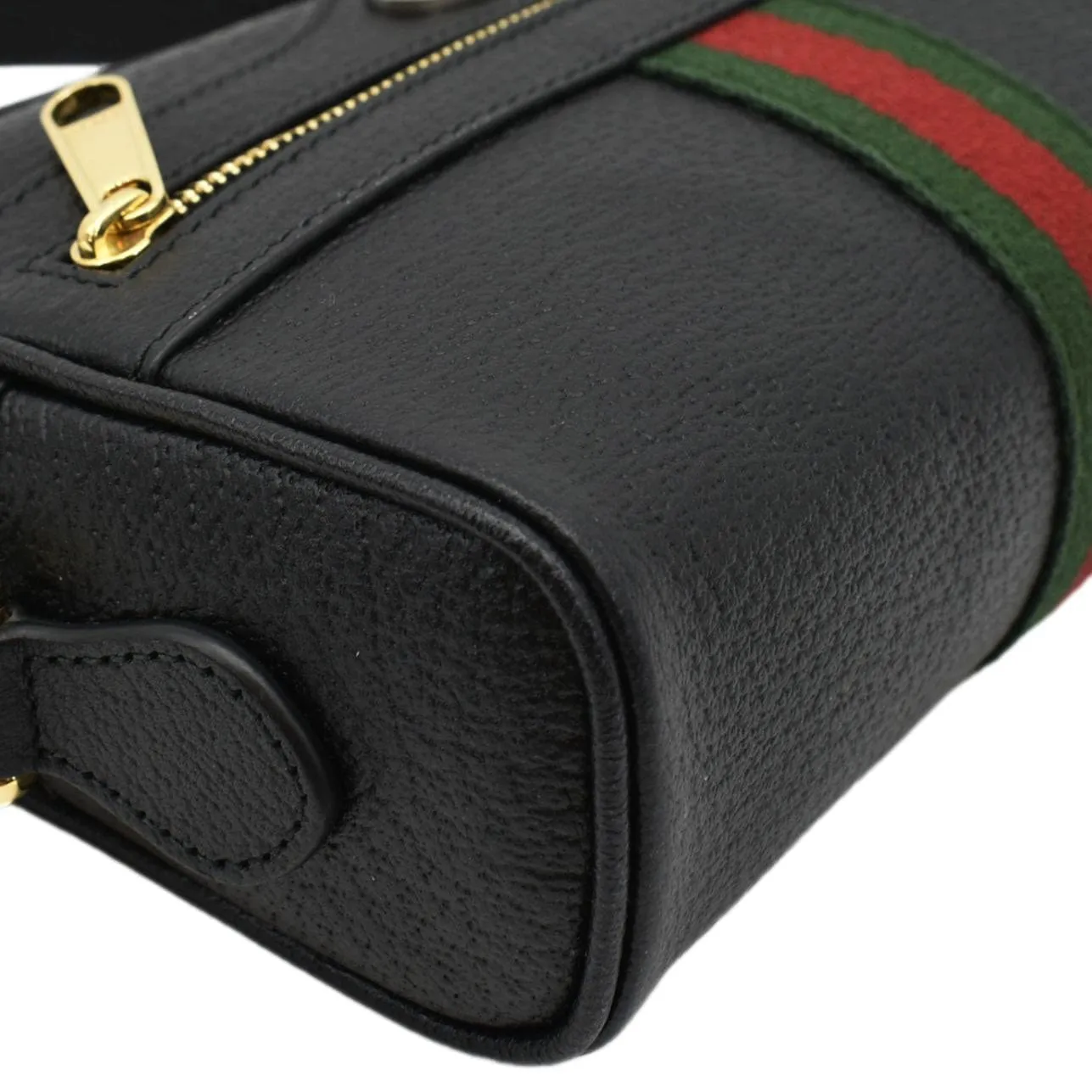 GUCCI Ophidia Web Mini  Leather Crossbody Bag Black 719885