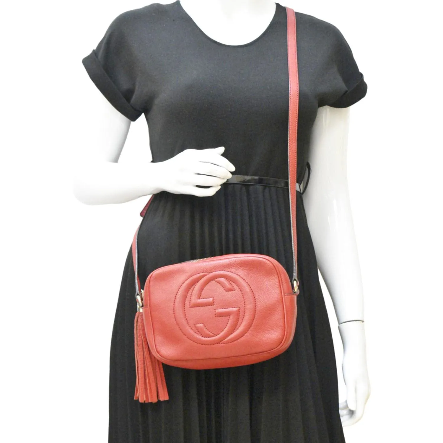 GUCCI Soho Disco Leather Crossbody Bag Red 308364