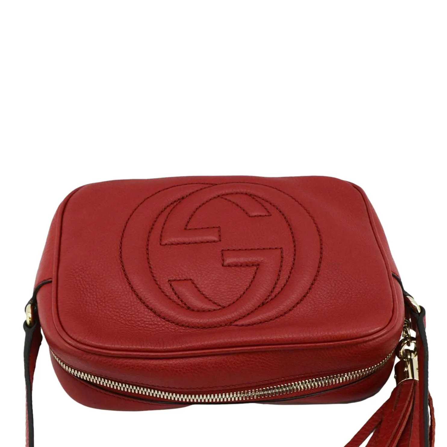 GUCCI Soho Disco Leather Crossbody Bag Red 308364