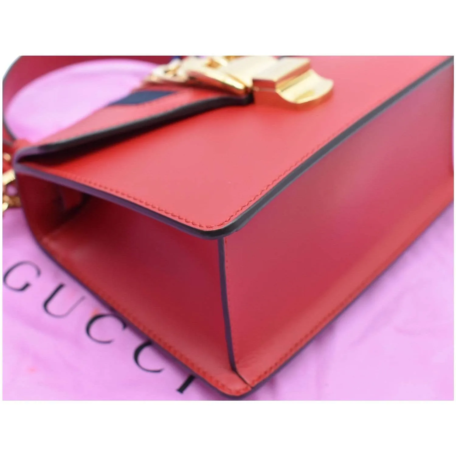 GUCCI Sylvie Mini Leather Crossbody Bag Red 470270