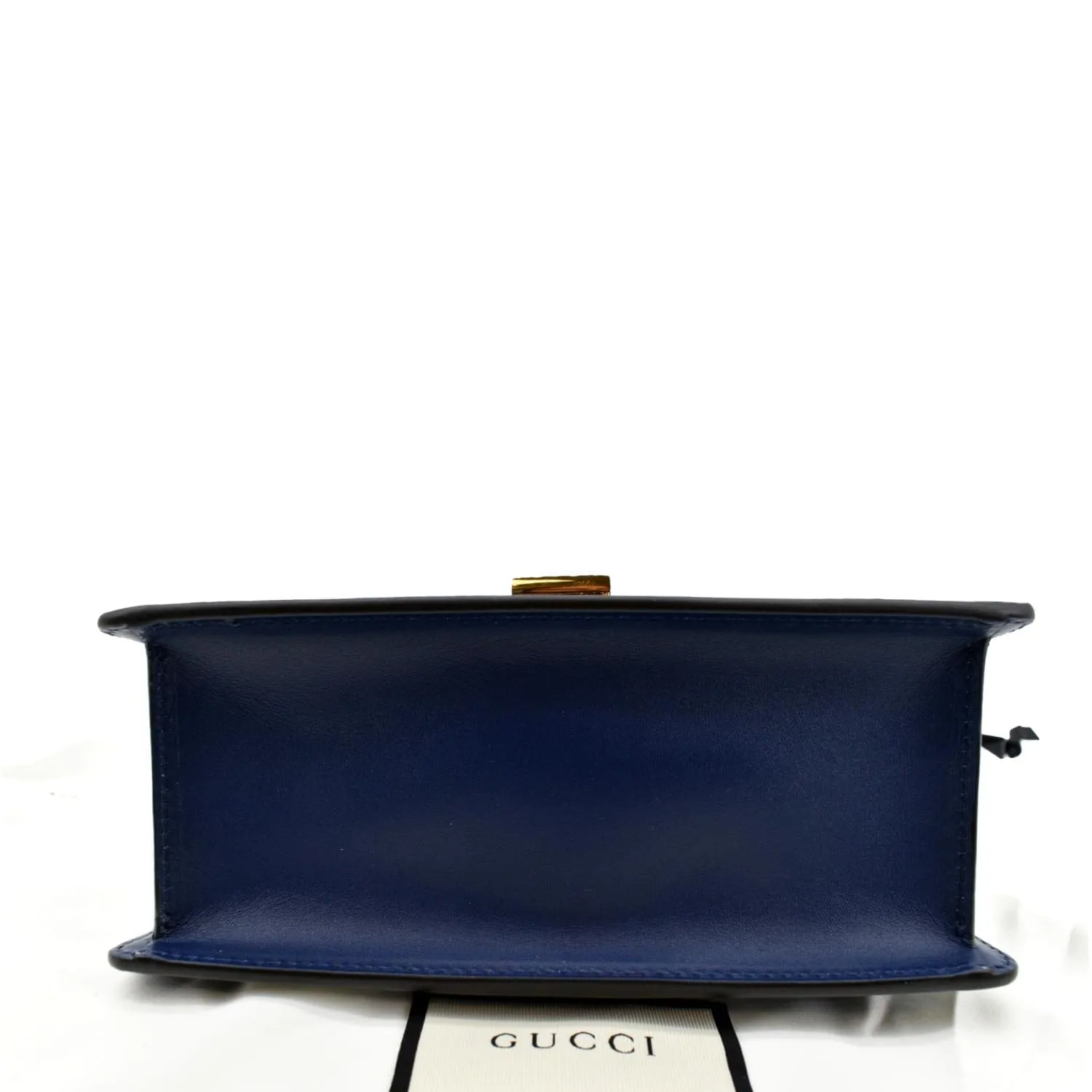 GUCCI Sylvie Mini Leather Top Handle Crossbody Bag Blue 470270