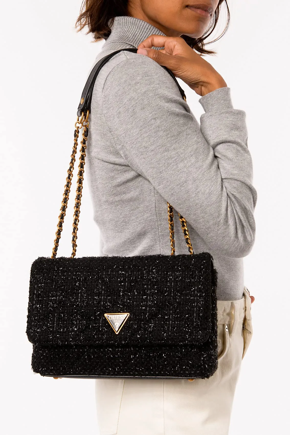 GUESS Cessily Convertible Crossbody Flap Black One Size