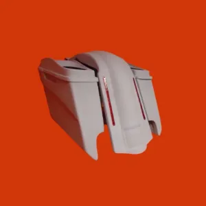 Harley Davidson 5" Heritage Softail Extended Saddlebags Dual 6.5" Speaker Lids   LED Fender Dual Cutouts