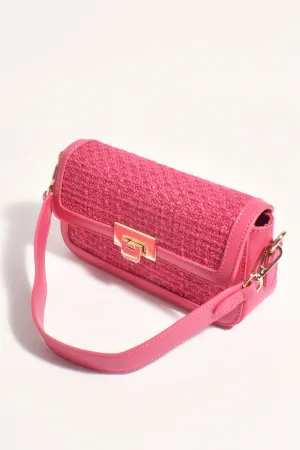 Hattie Tweed Mini Crossbody Bag - Pink