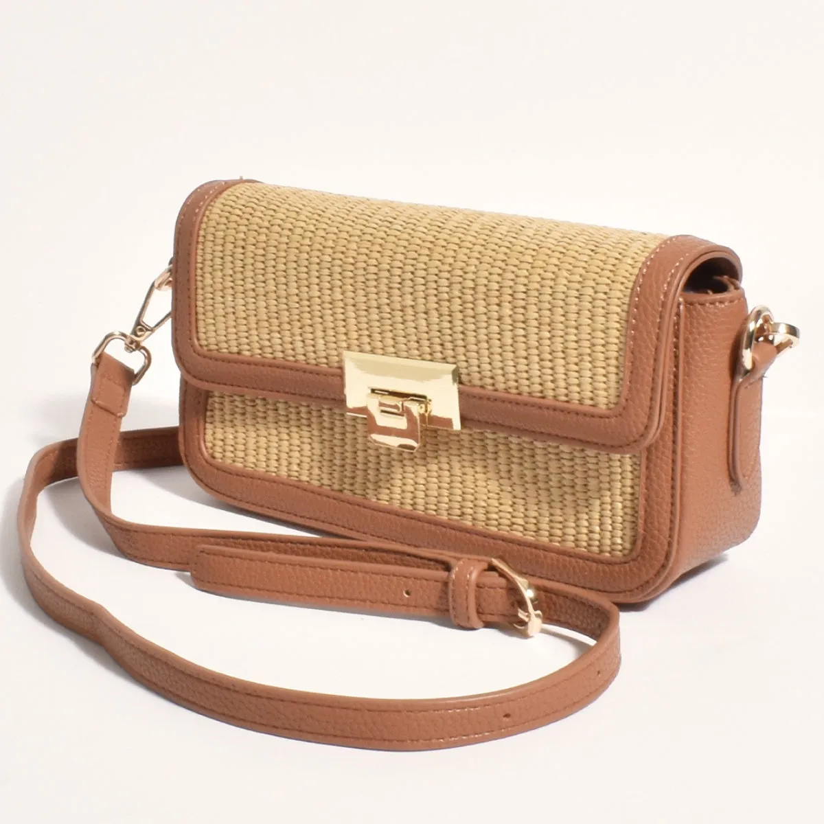 Hattie Weave Crossbody Bag (Tan)