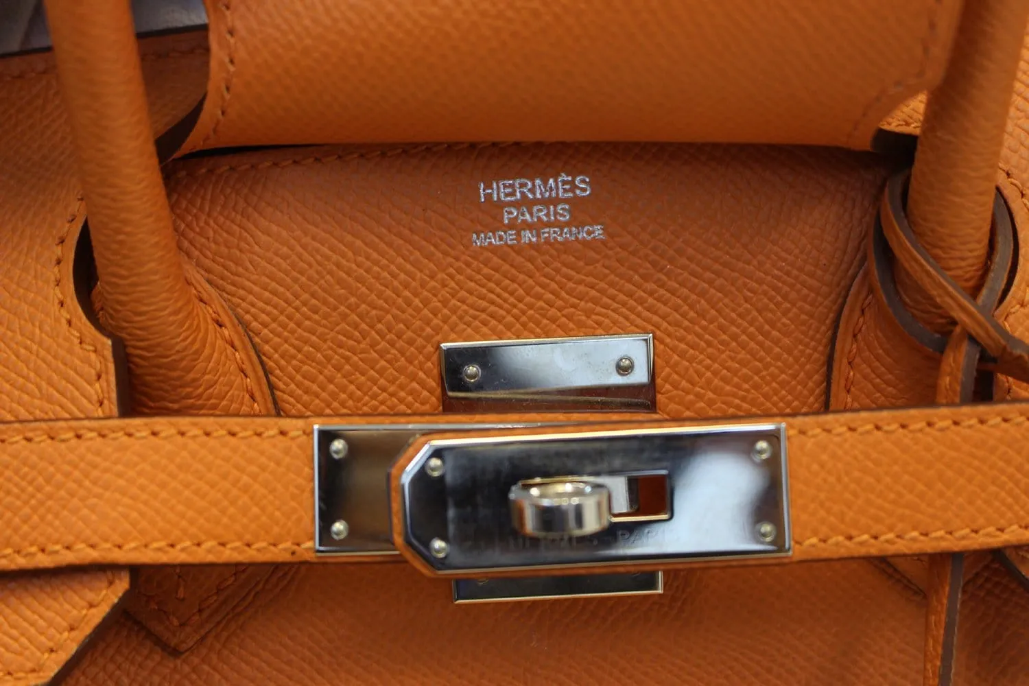 HERMES Birkin 30cm Orange Clemence Silver Hardware Bag