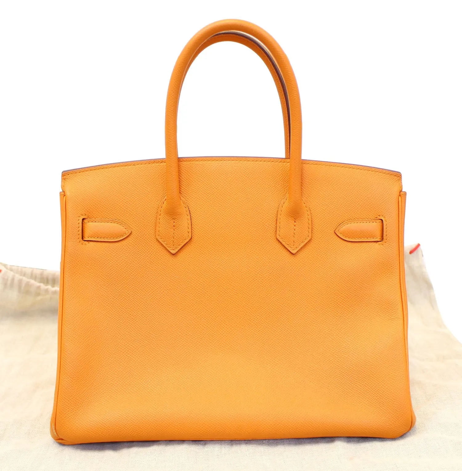 HERMES Birkin 30cm Orange Clemence Silver Hardware Bag
