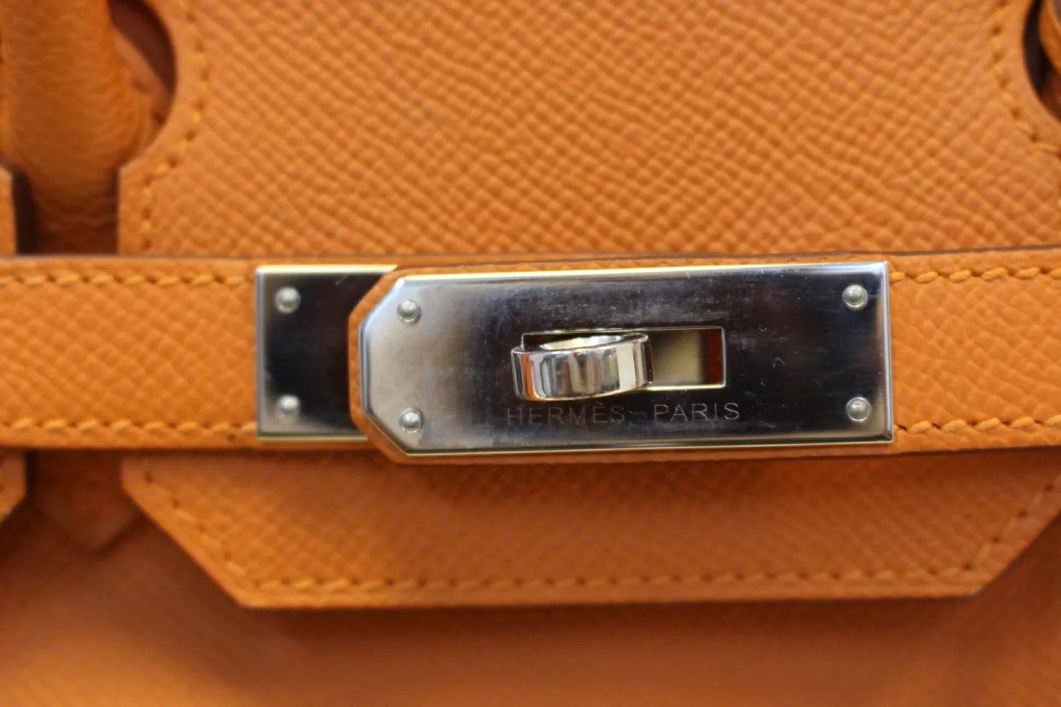 HERMES Birkin 30cm Orange Clemence Silver Hardware Bag