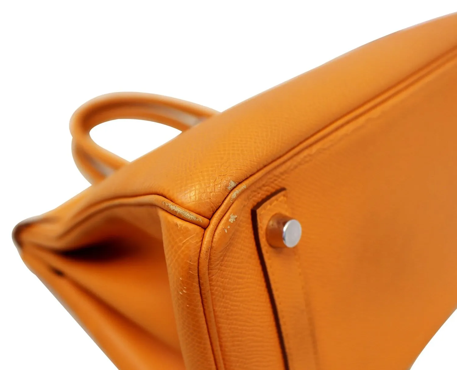 HERMES Birkin 30cm Orange Clemence Silver Hardware Bag