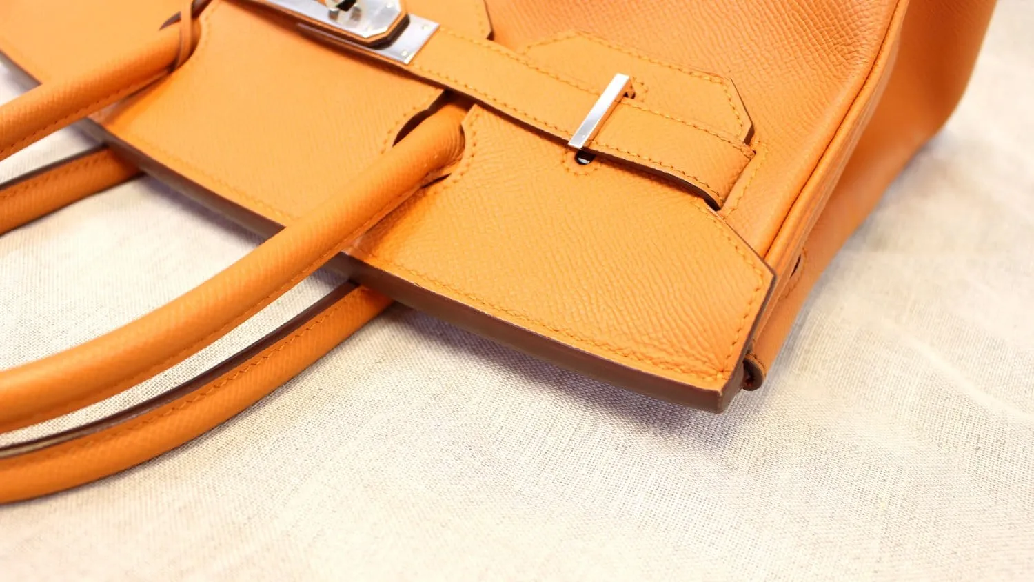 HERMES Birkin 30cm Orange Clemence Silver Hardware Bag