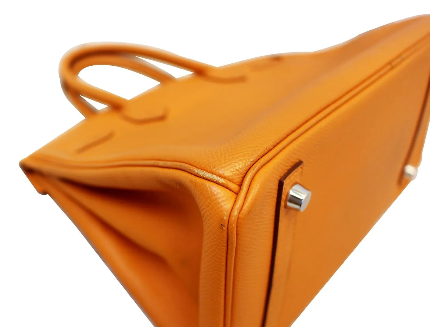 HERMES Birkin 30cm Orange Clemence Silver Hardware Bag