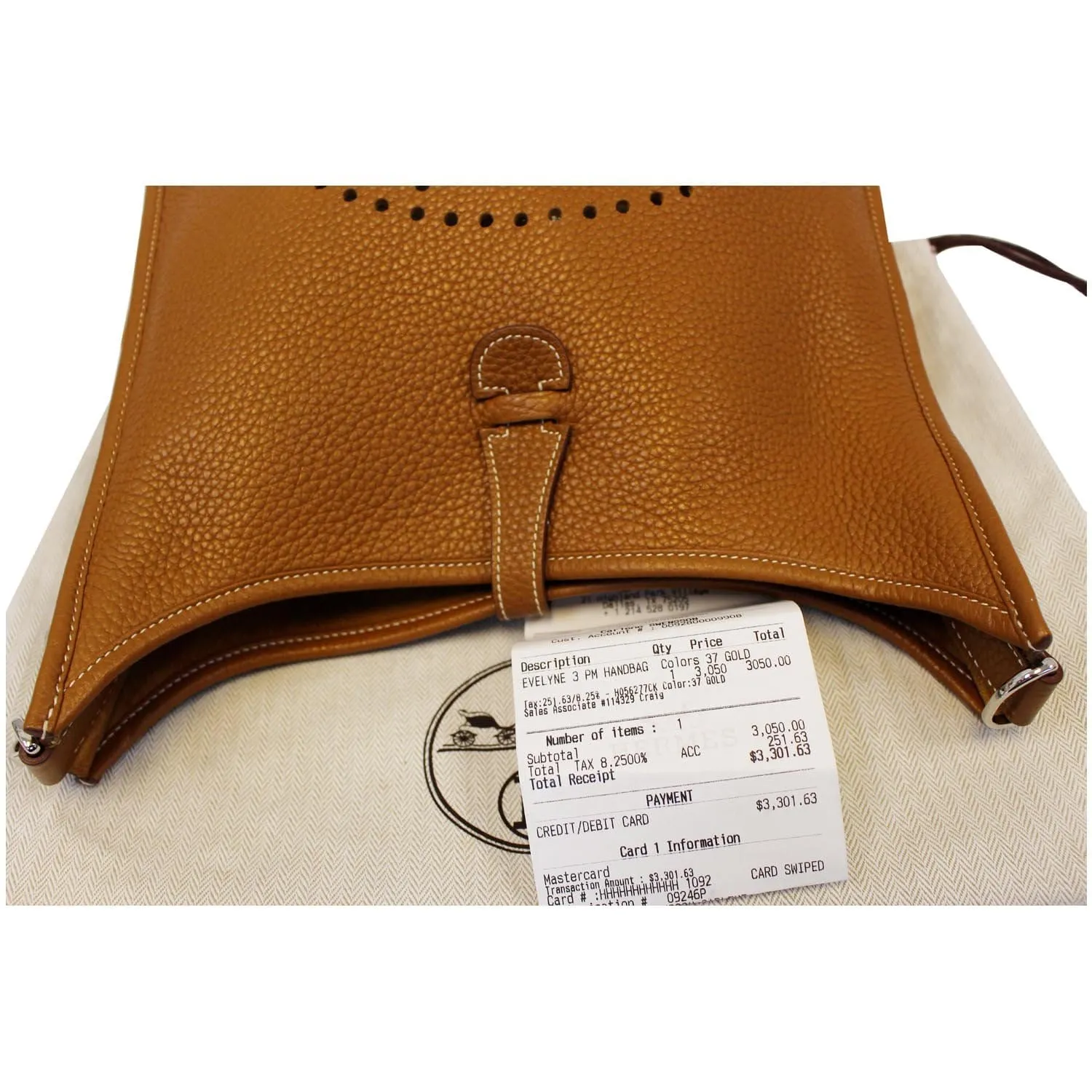 HERMES Evelyne PM III Clemence Leather Shoulder Crossbody Bag Gold