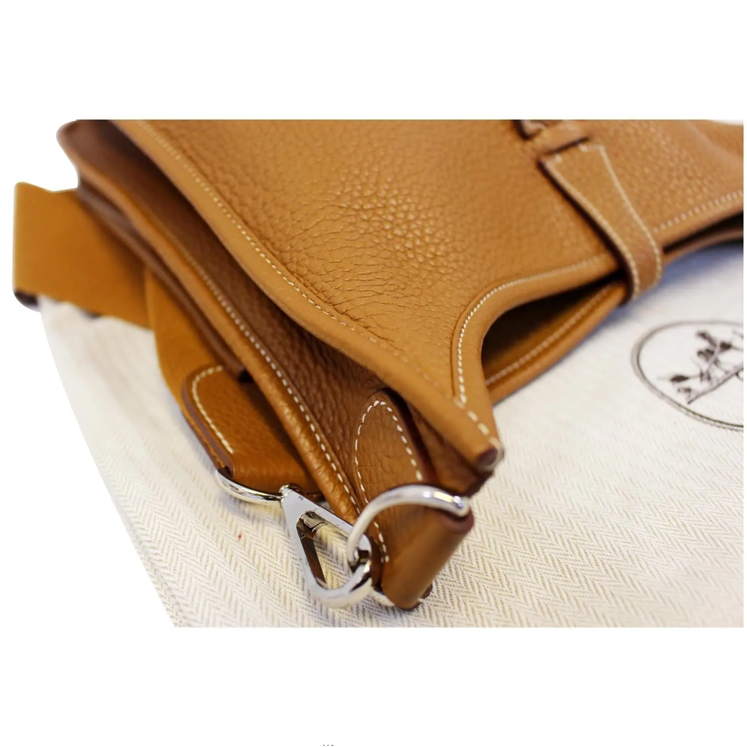 HERMES Evelyne PM III Clemence Leather Shoulder Crossbody Bag Gold