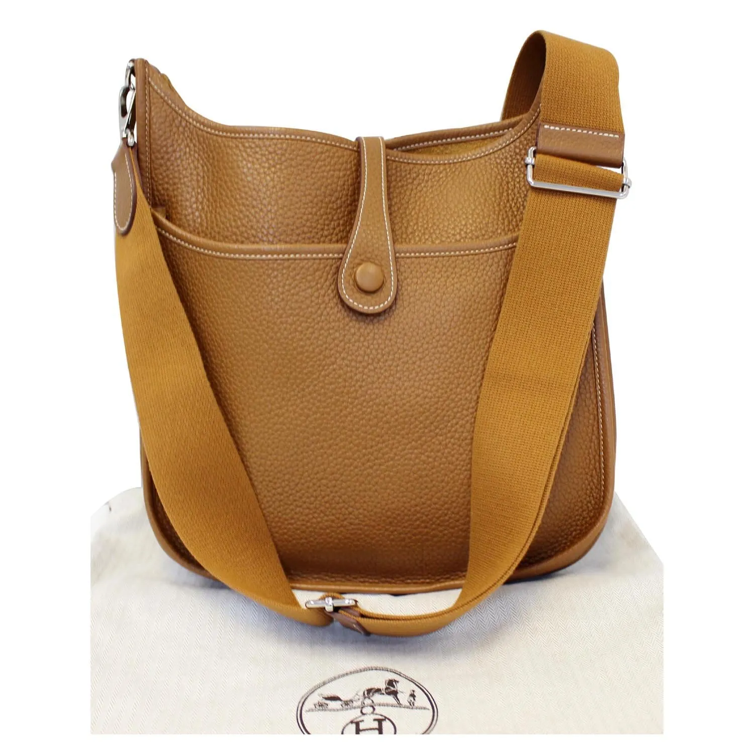 HERMES Evelyne PM III Clemence Leather Shoulder Crossbody Bag Gold