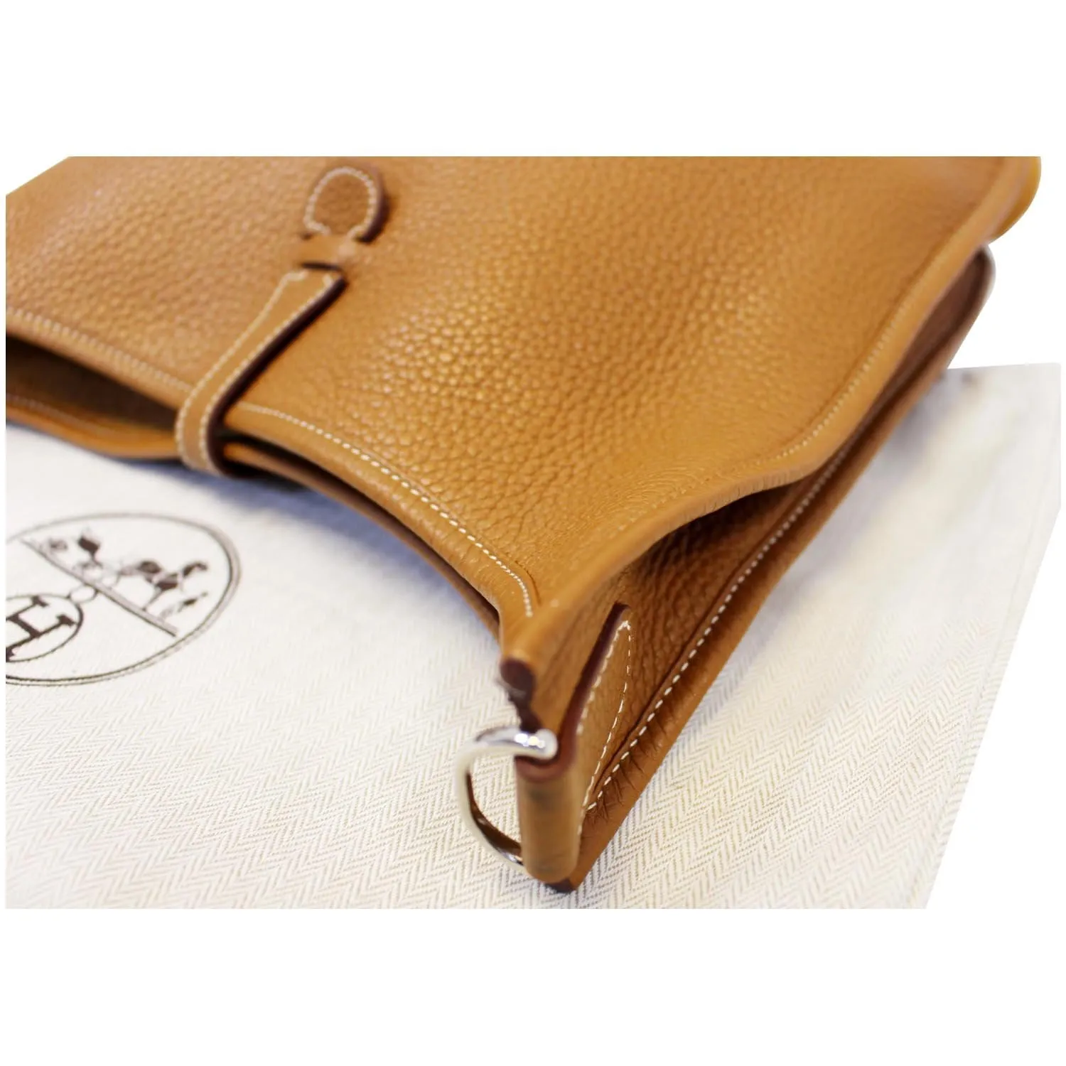 HERMES Evelyne PM III Clemence Leather Shoulder Crossbody Bag Gold