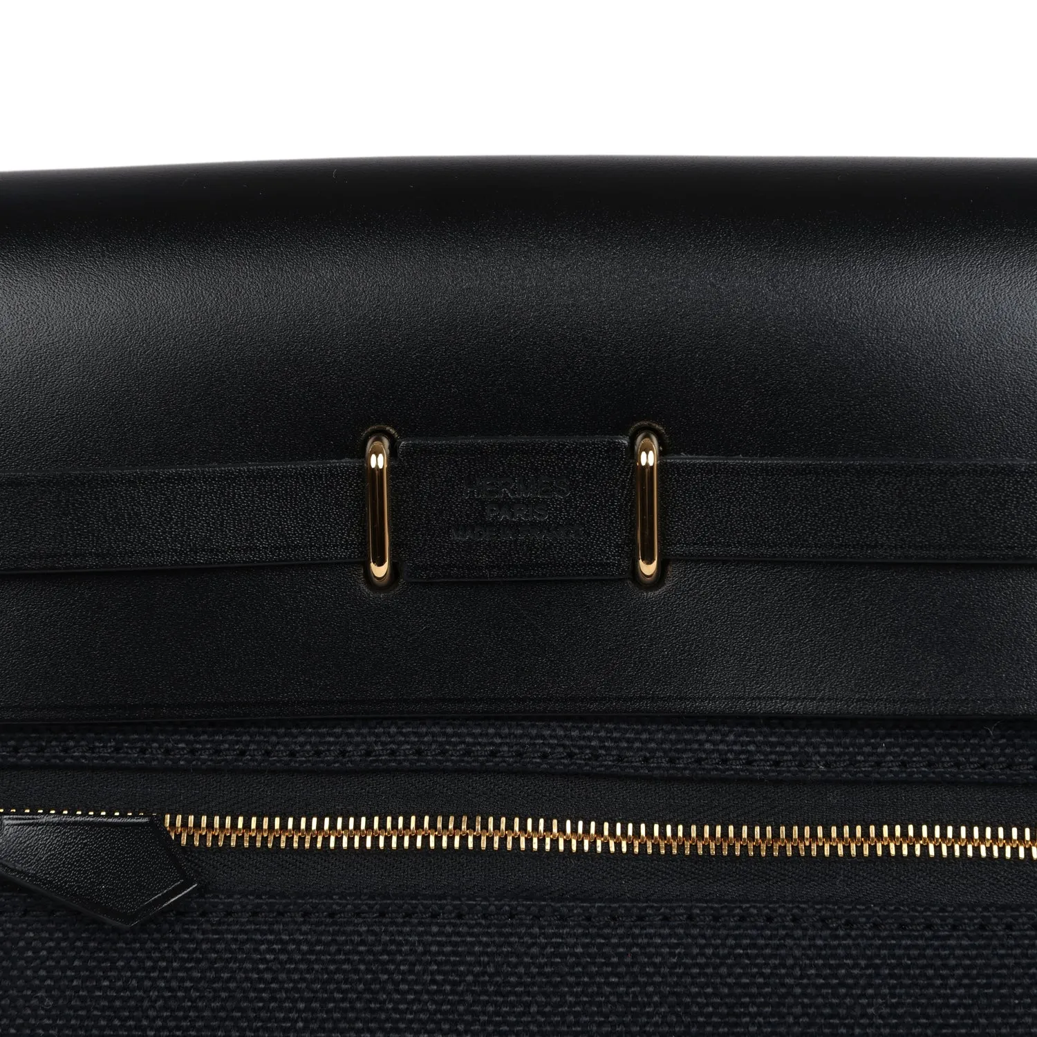 Hermes Herbag Zip 20 Mini Black Toile Militaire Canvas and Black Vache Hunter Gold Hardware