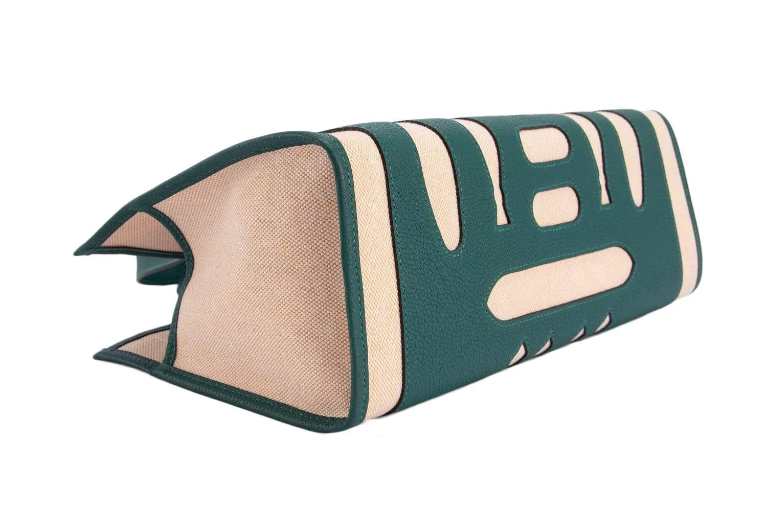 Hermes Petite H Malachite Mix Canvas Tote, no Dust Cover