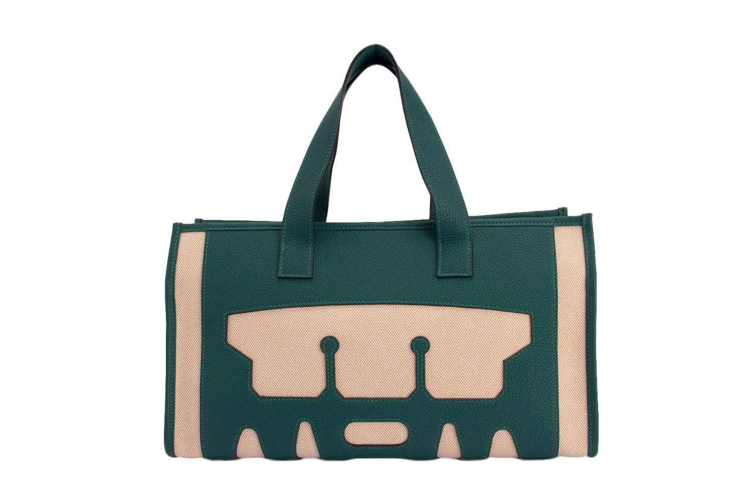 Hermes Petite H Malachite Mix Canvas Tote, no Dust Cover