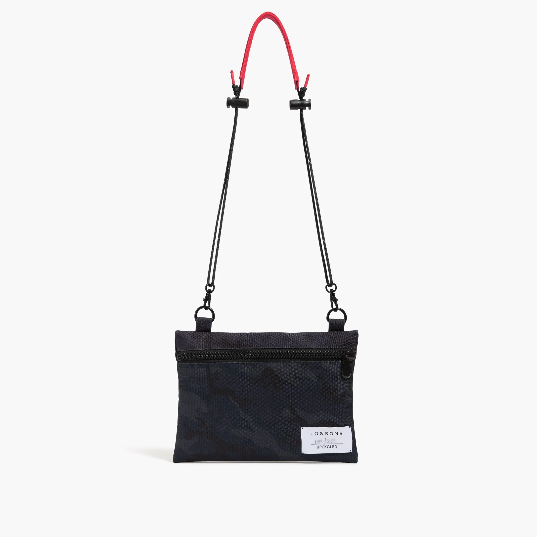 Hilo Upcycled Sacoche - Recycled Poly - Navy Camo / Parisian Night with Red Shoulder / Grey Paracord