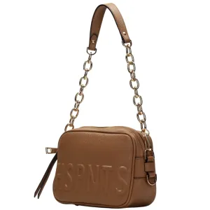 Hispanitas Embossed Leather Crossbody Chain Strap Bag - Pale Tan