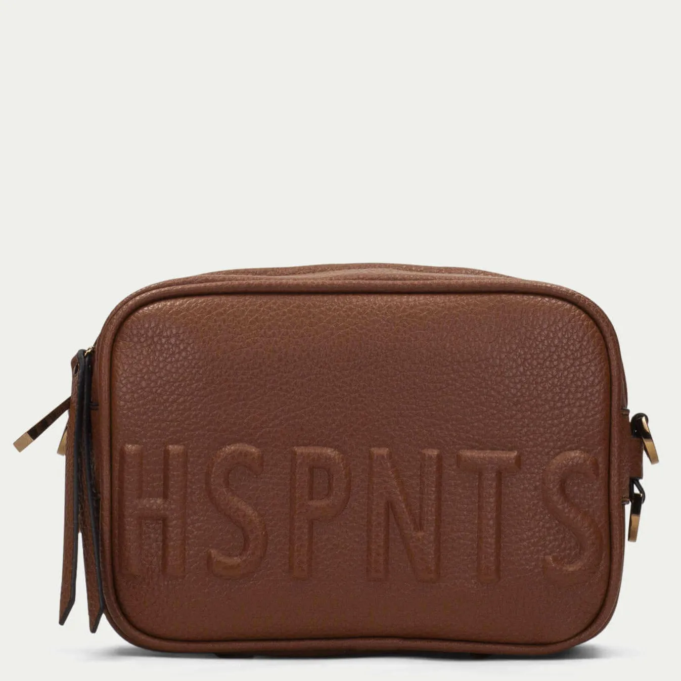Hispanitas Embossed Leather Crossbody Chain Strap Bag - Tan