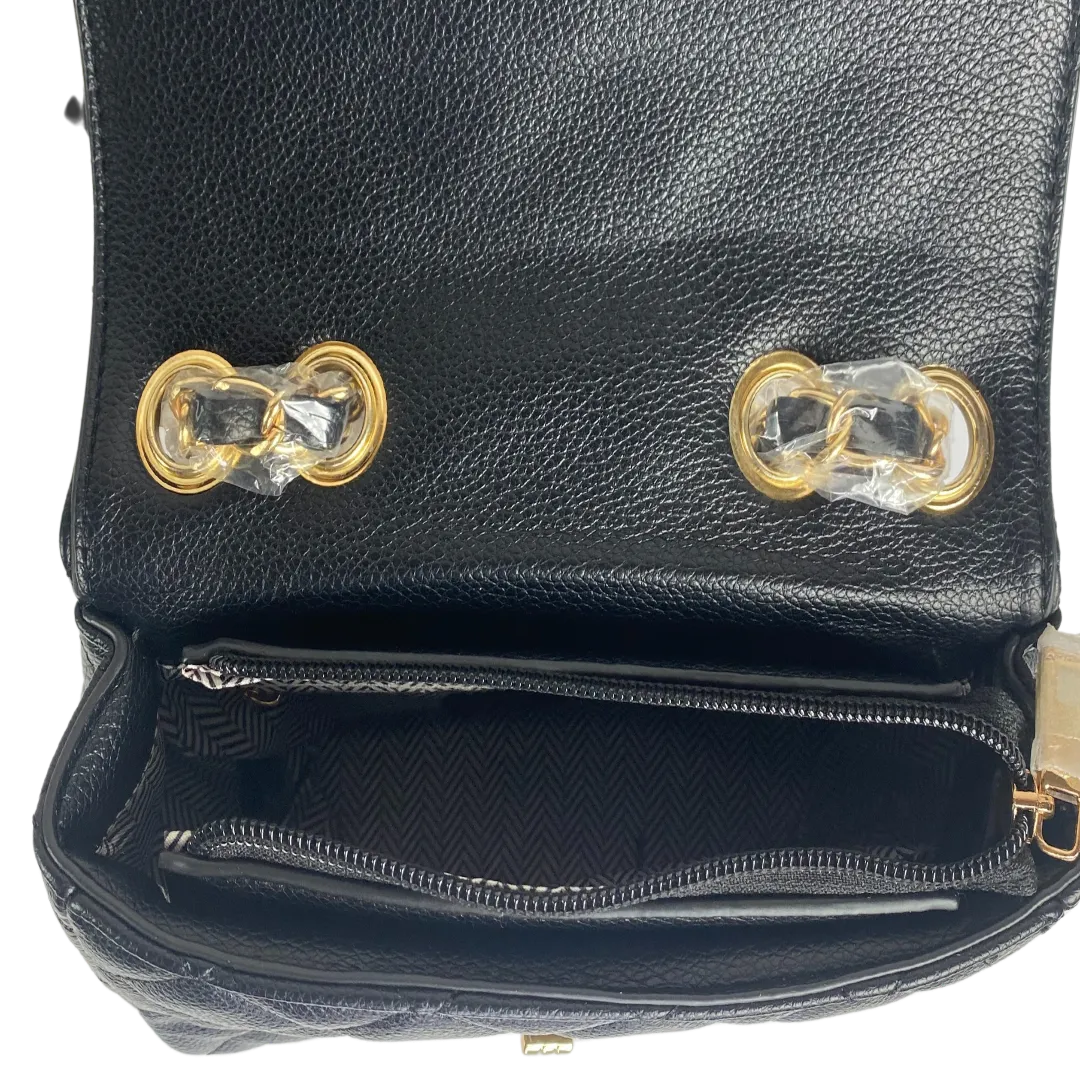 Hitter Handbag Black Vegan Leather Twist Lock and Zipper Closure Shoulder Bag