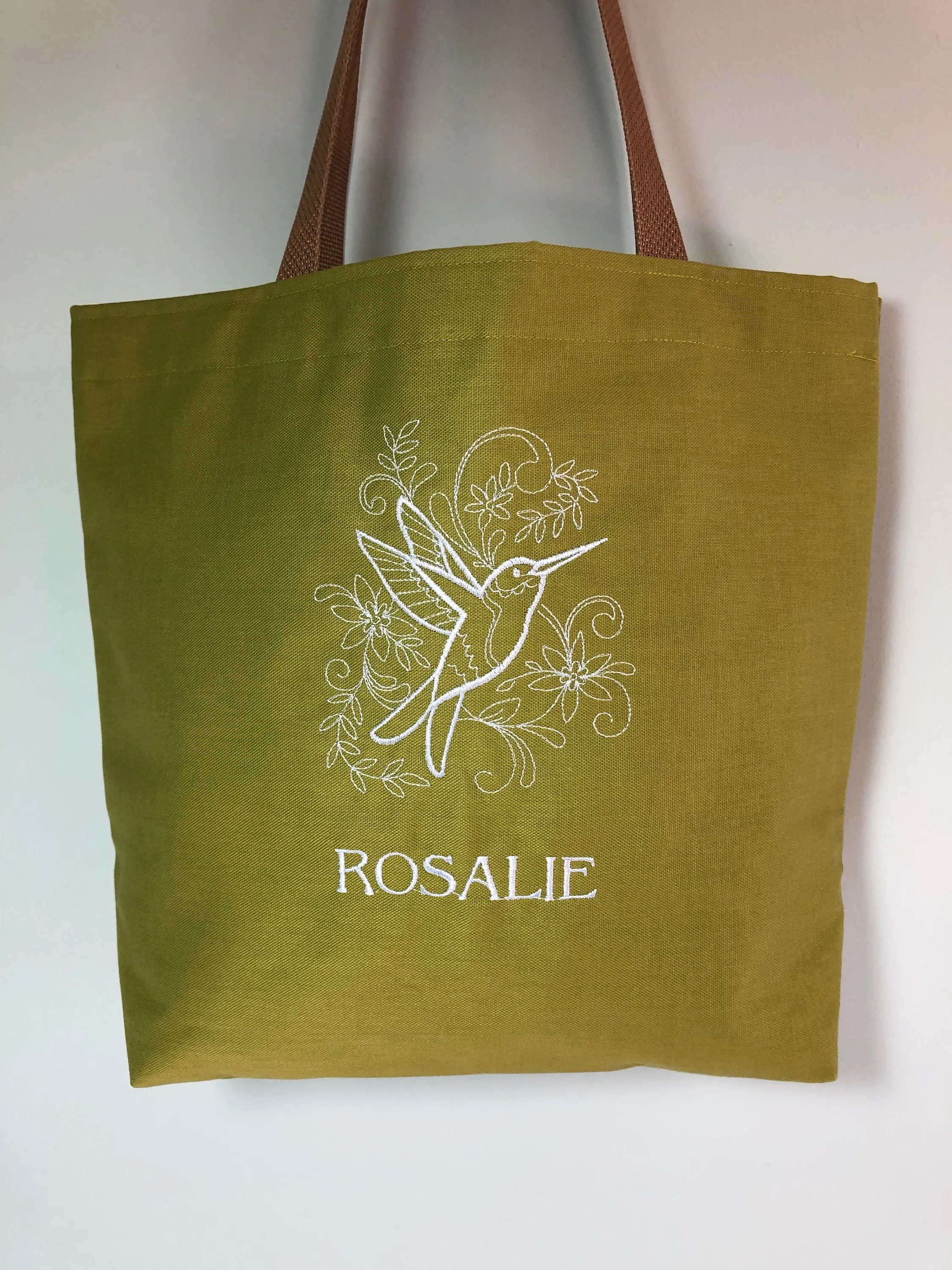 Hummingbird Embroidered Tote Bag "Rosalie" bag | stitchywoman.net