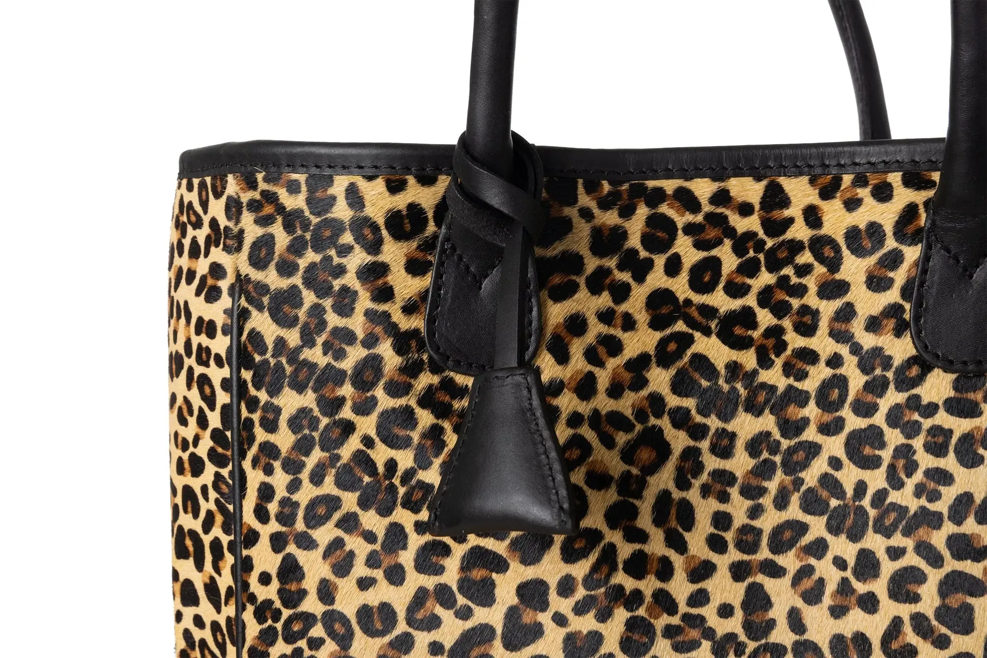 Huntley Equestrian Leopard Hair On Hide Tote Handbag