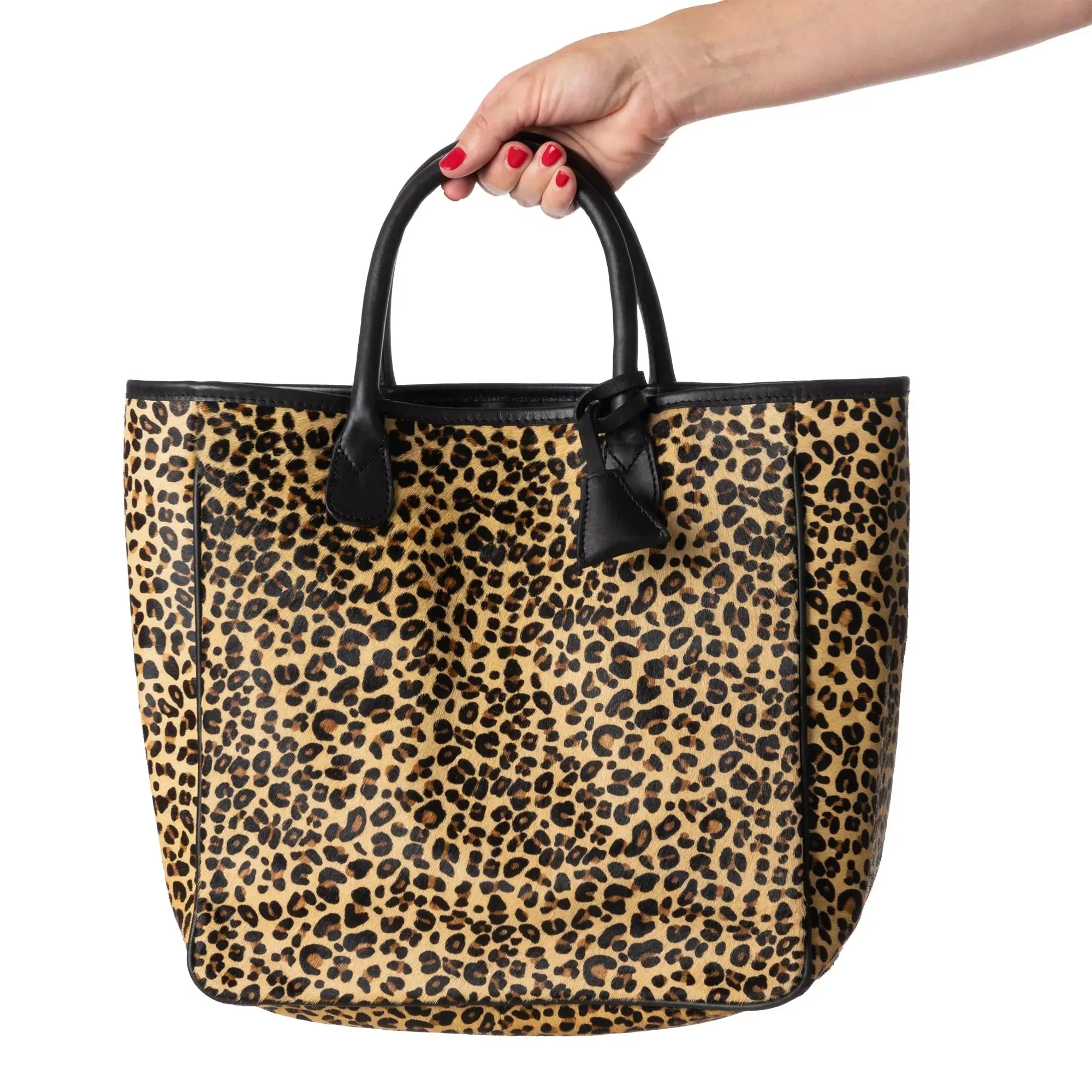 Huntley Equestrian Leopard Hair On Hide Tote Handbag