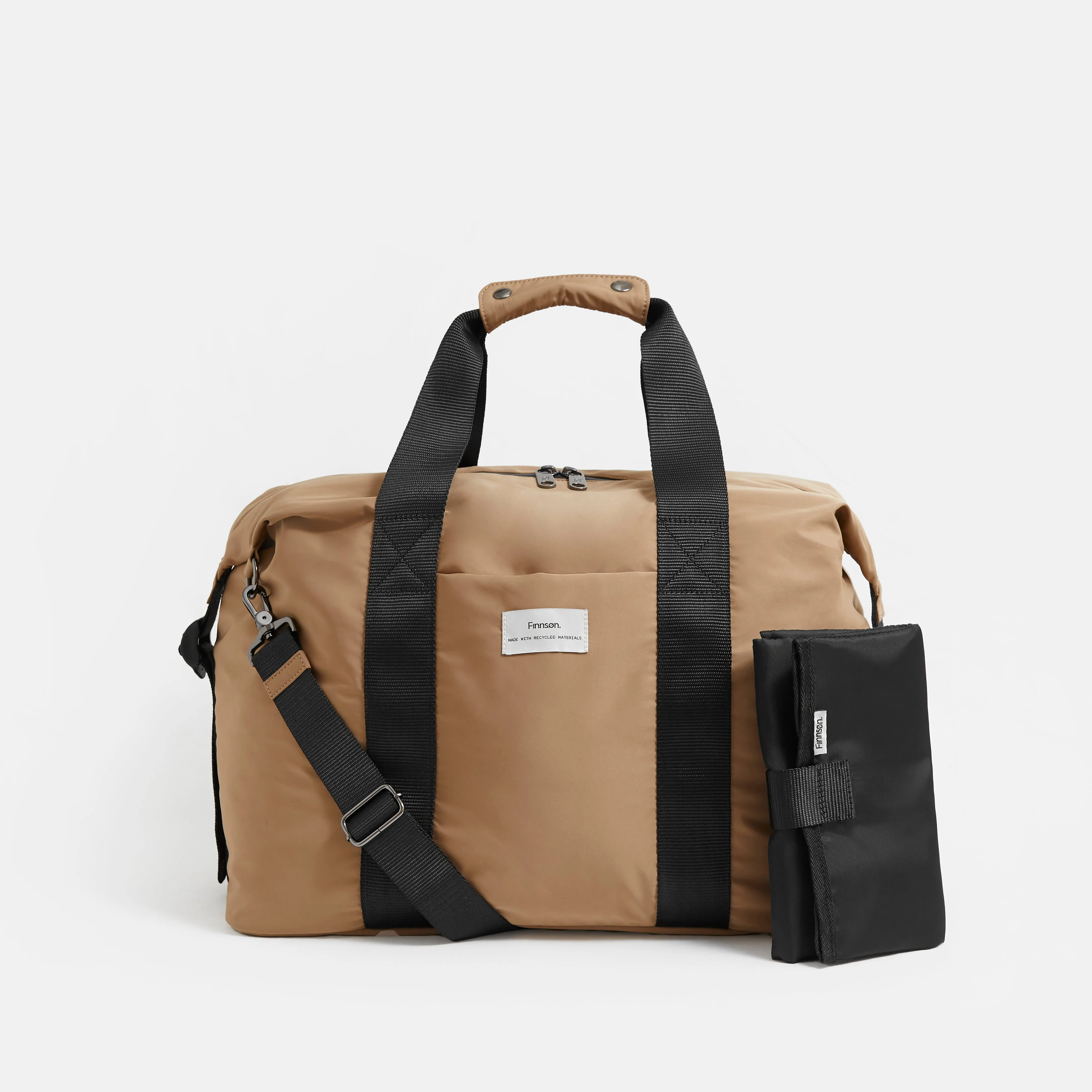 Ida Eco Holdall Baby Change Bag with Black Change Mat (Camel)