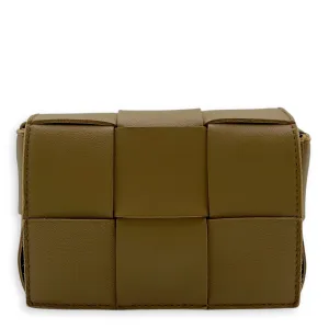 Intrecciato Crossbody Bag Mini Brown in Calfskin, Gold hardware