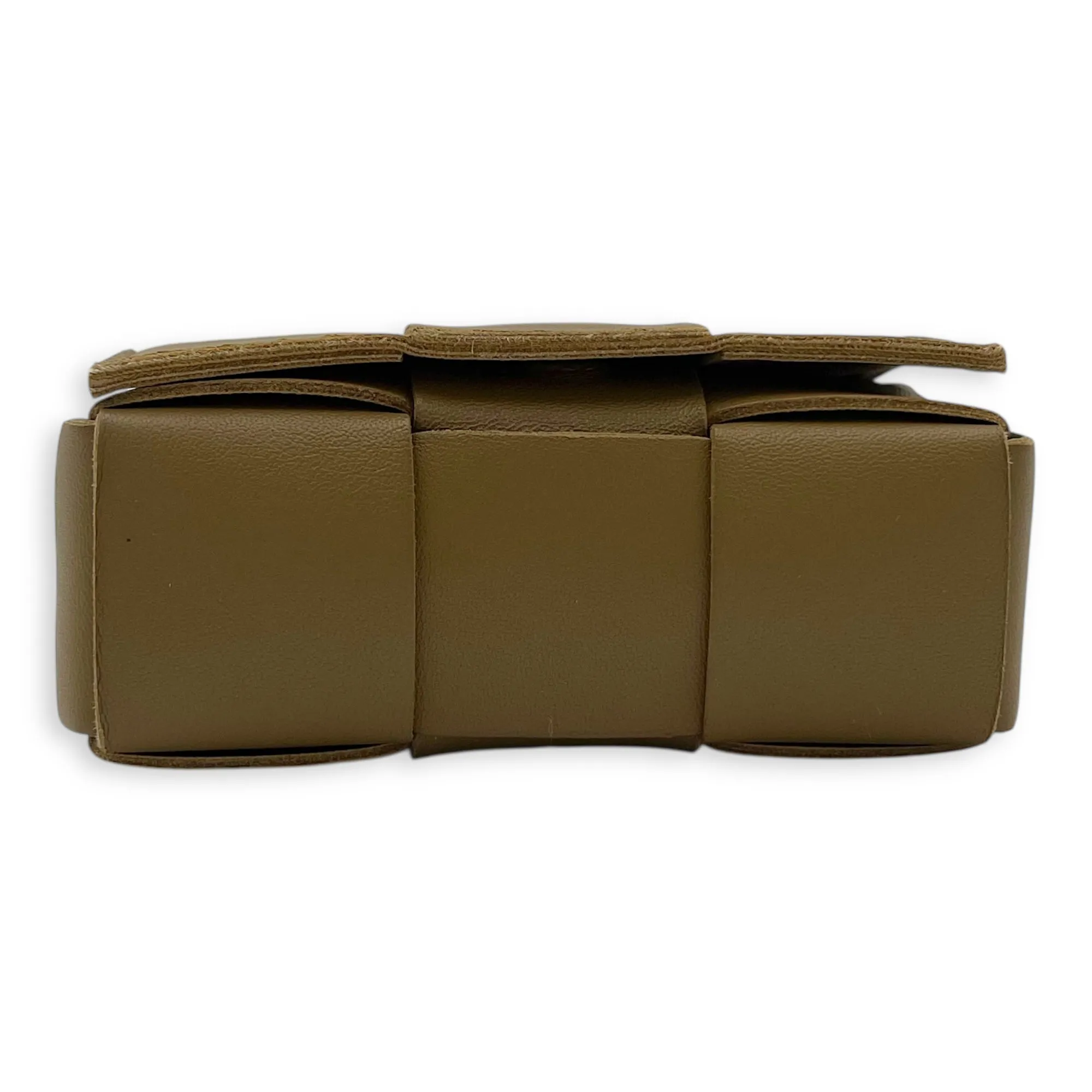 Intrecciato Crossbody Bag Mini Brown in Calfskin, Gold hardware