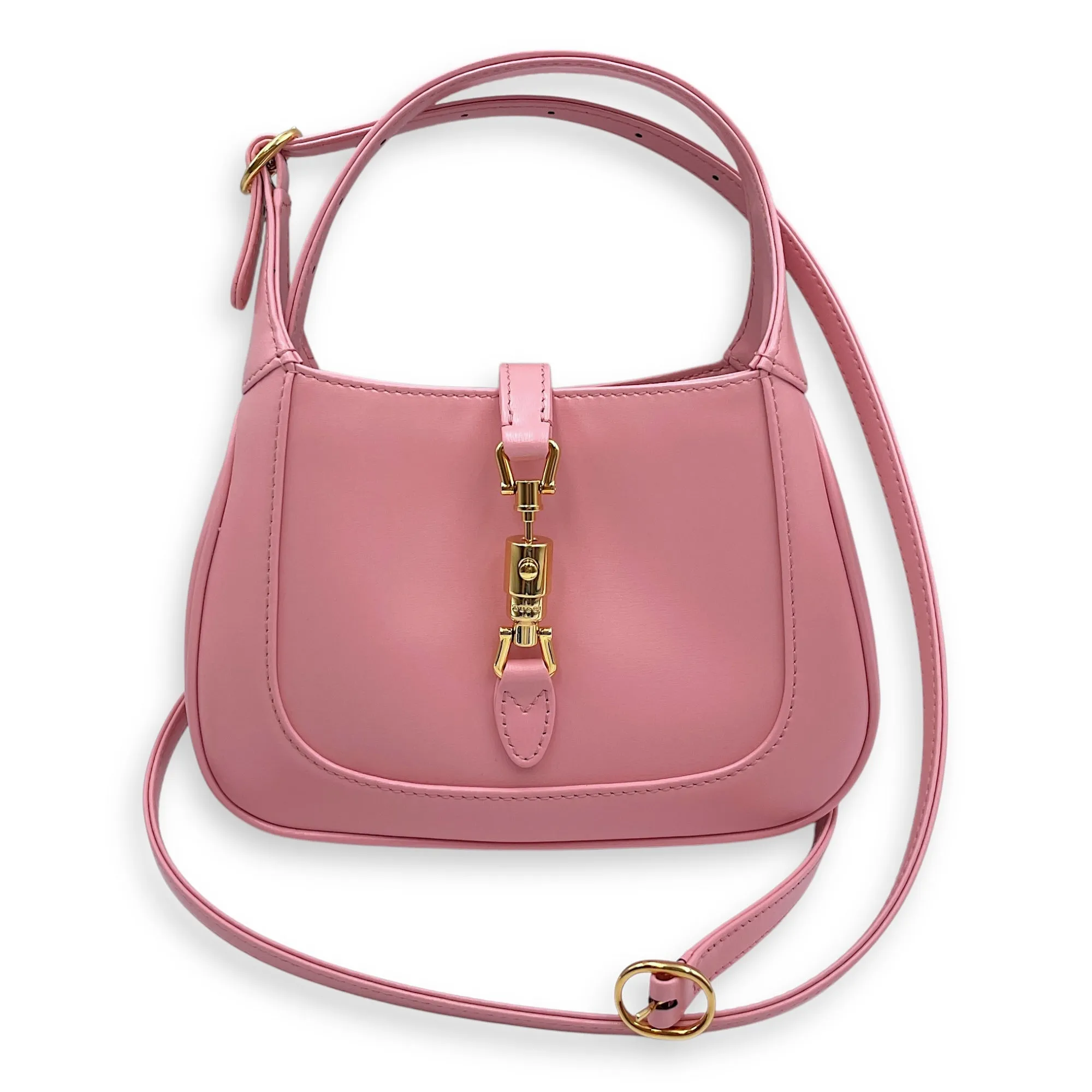 Jacki 1961 Mini Pink Crossbody Bag in Calfskin, Gold hardware