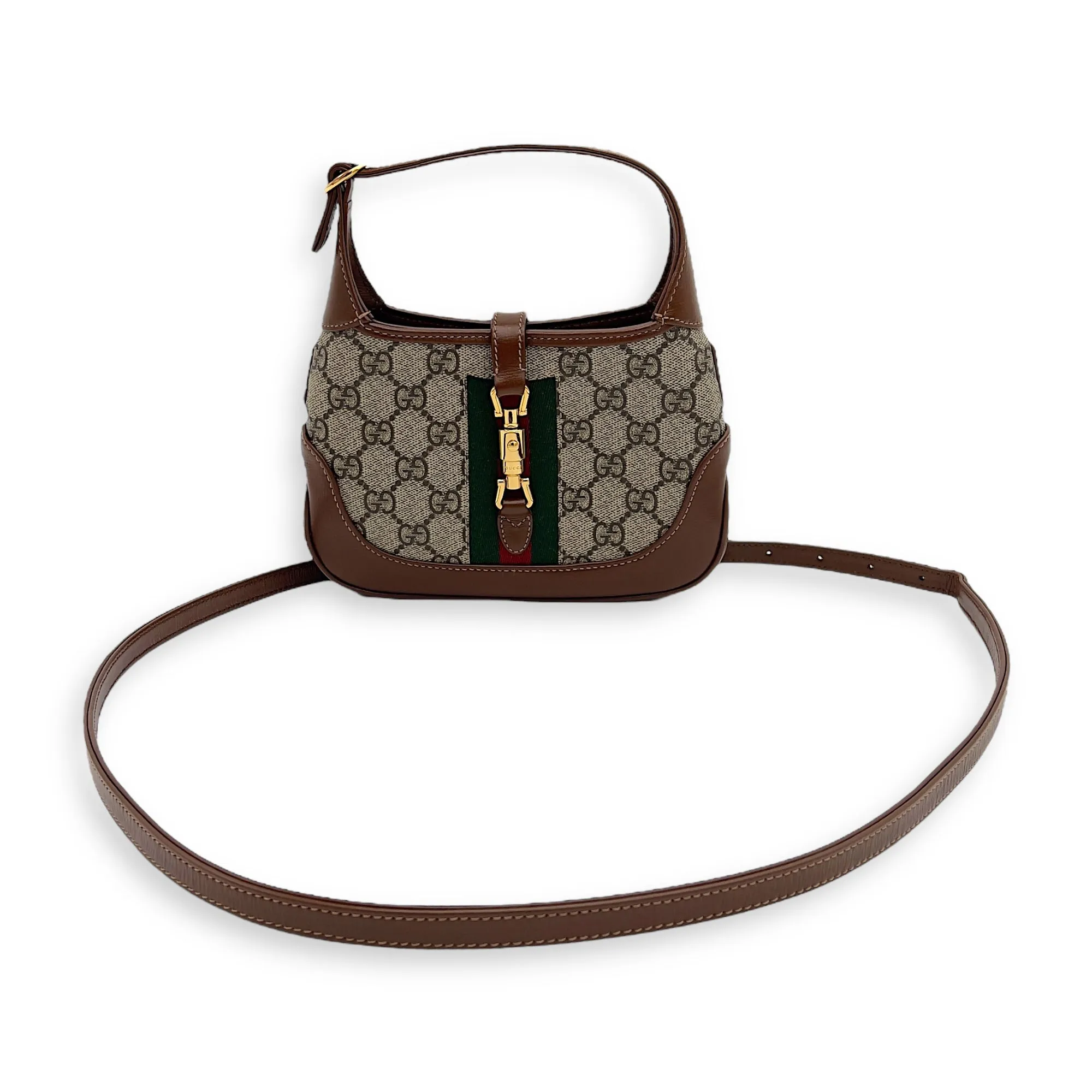 Jackie 1961 Crossbody Bag Mini Brown in Coated Canvas, Gold hardware