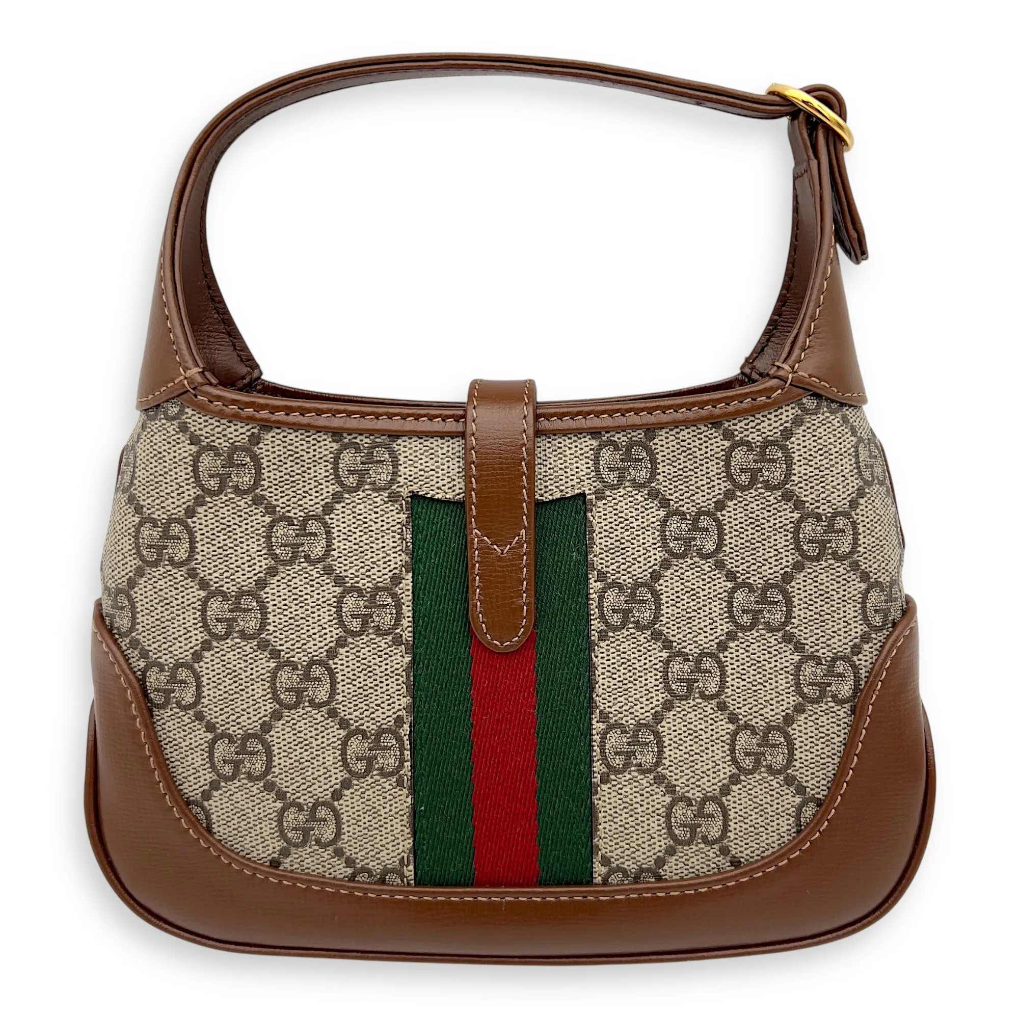Jackie 1961 Crossbody Bag Mini Brown in Coated Canvas, Gold hardware